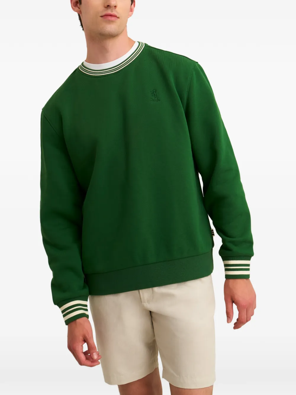 Pringle of Scotland crew-neck striped-trim sweatshirt Groen