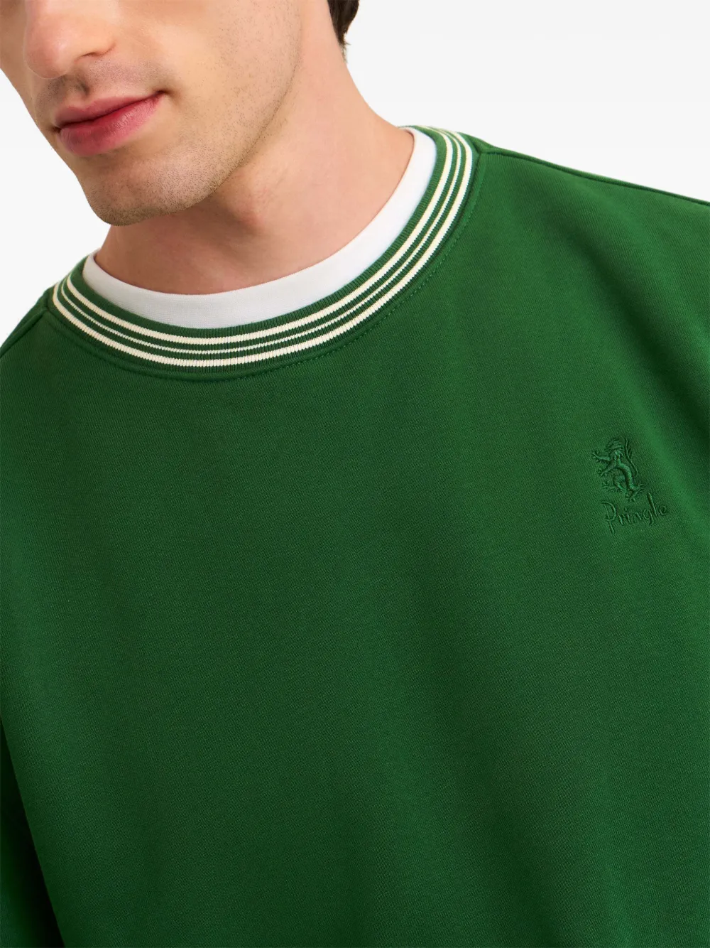 Pringle of Scotland crew-neck striped-trim sweatshirt Groen