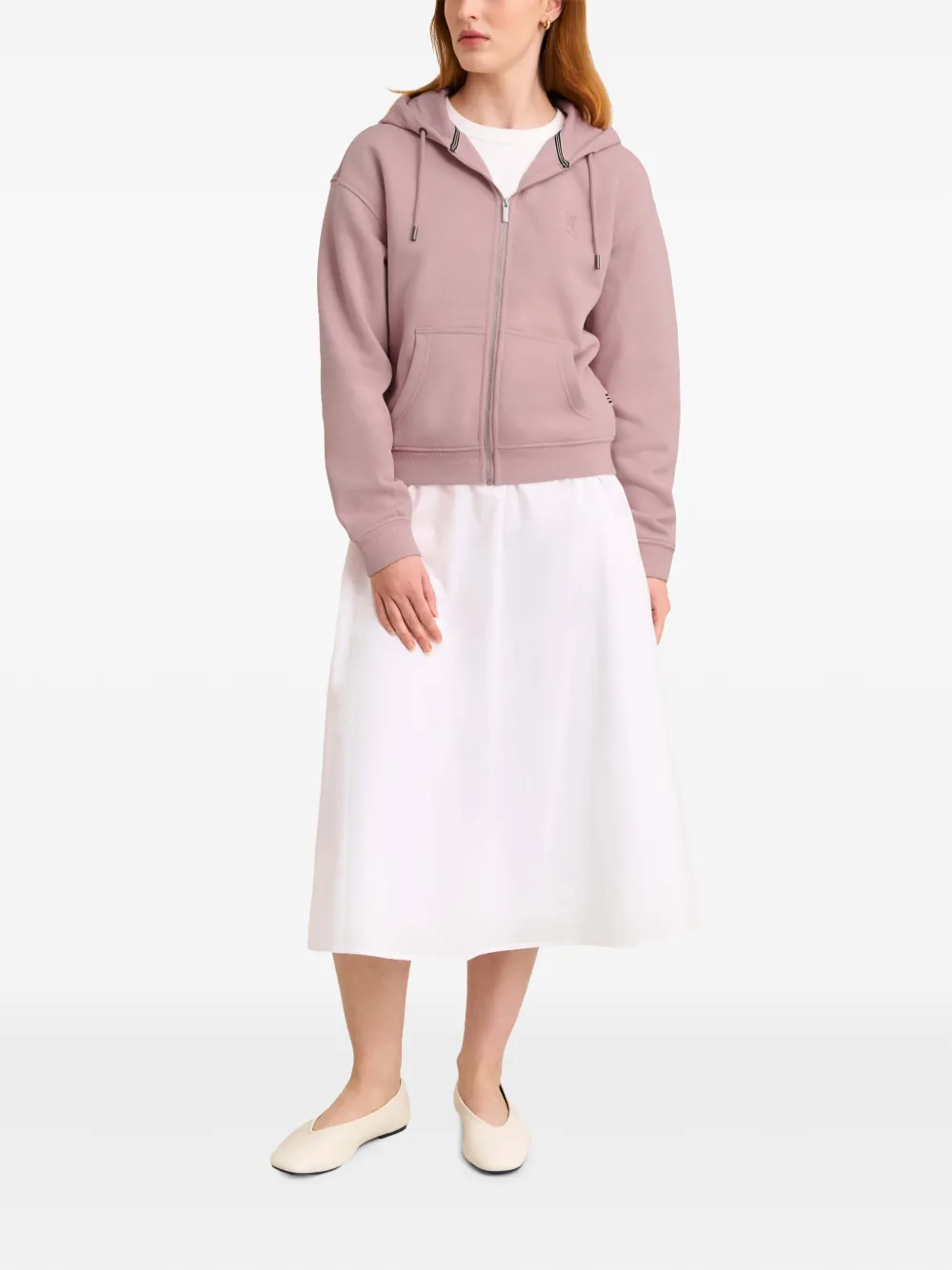 Pringle of Scotland logo-embroidered zip-up hoodie Roze