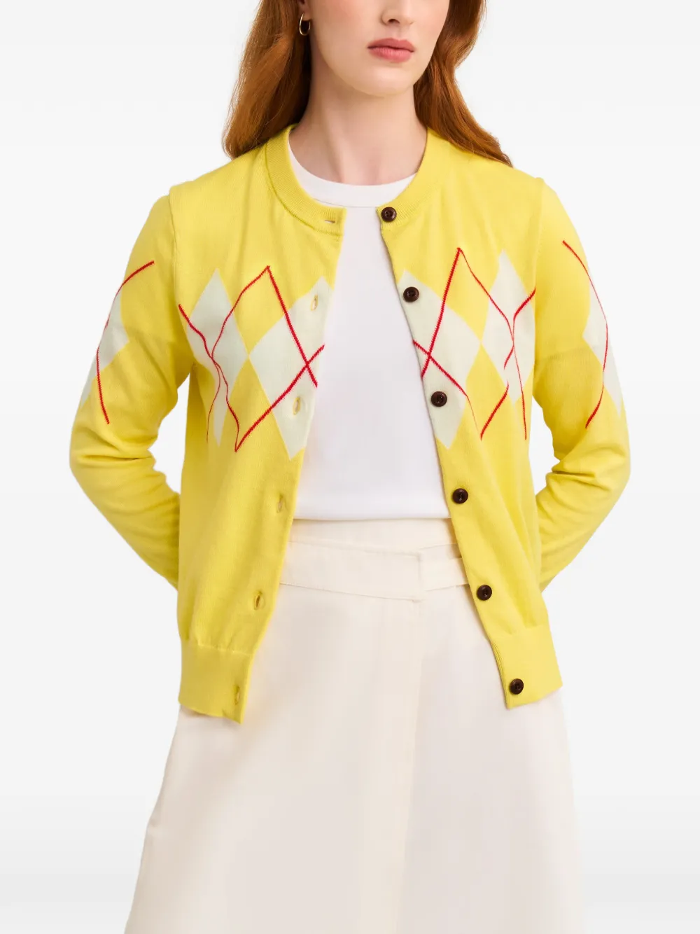 Pringle of Scotland Argyle-pattern cardigan Geel