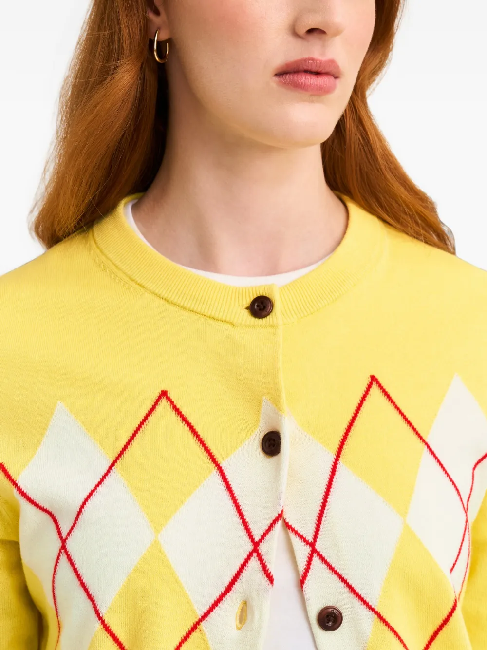 Pringle of Scotland Argyle-pattern cardigan Geel