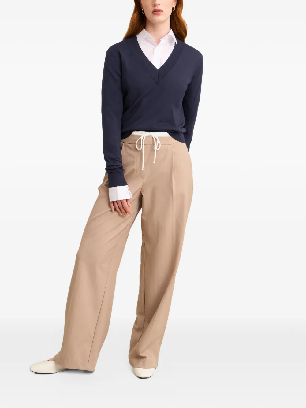 Pringle of Scotland pointelle-knit V-neck sweater Blauw