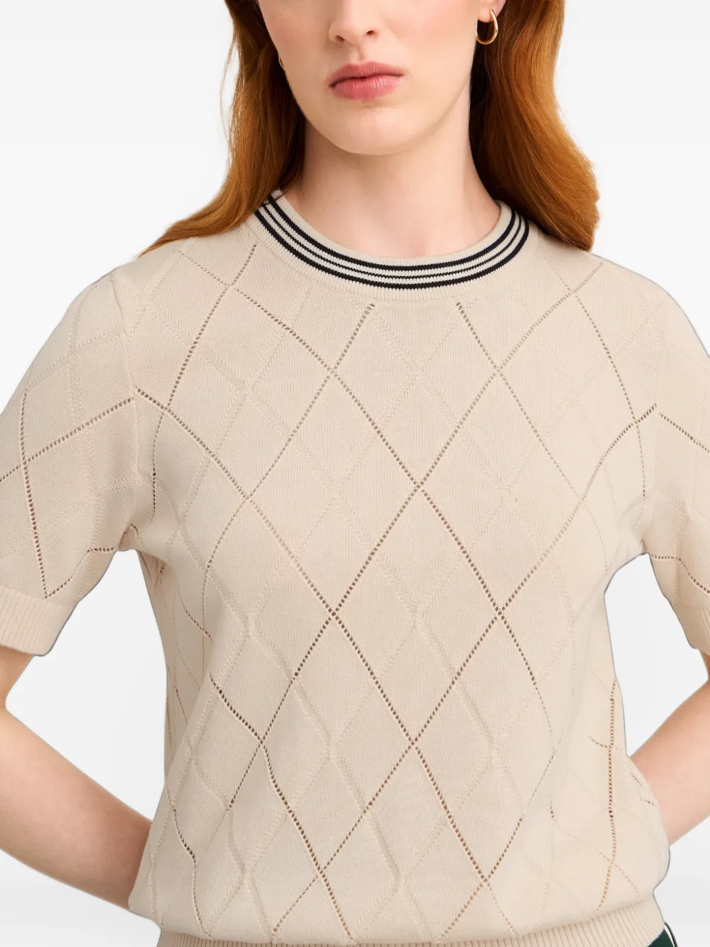 Pringle of Scotland Argyle-textured T-shirt Beige