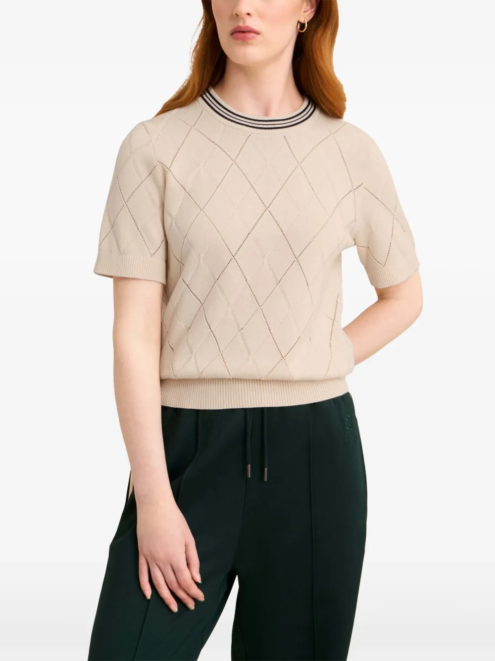 Pringle of Scotland Argyle-textured T-shirt Beige