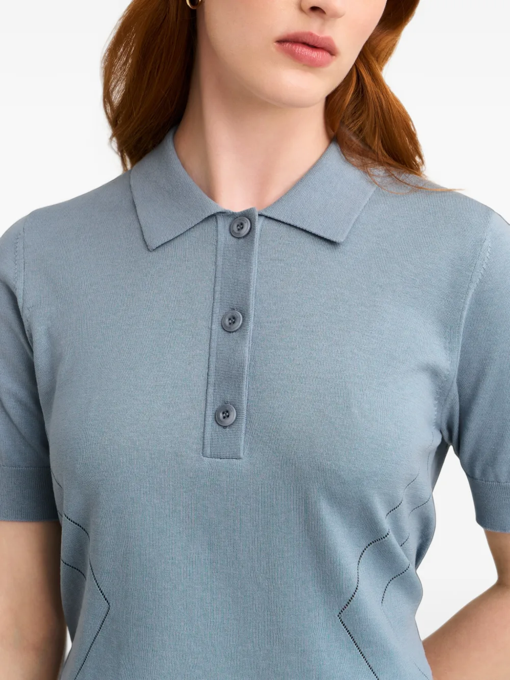 Pringle of Scotland Pointelle gebreide polotop Blauw