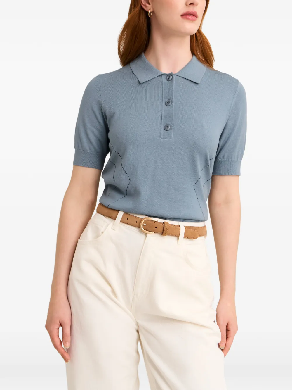 Pringle of Scotland Pointelle gebreide polotop Blauw