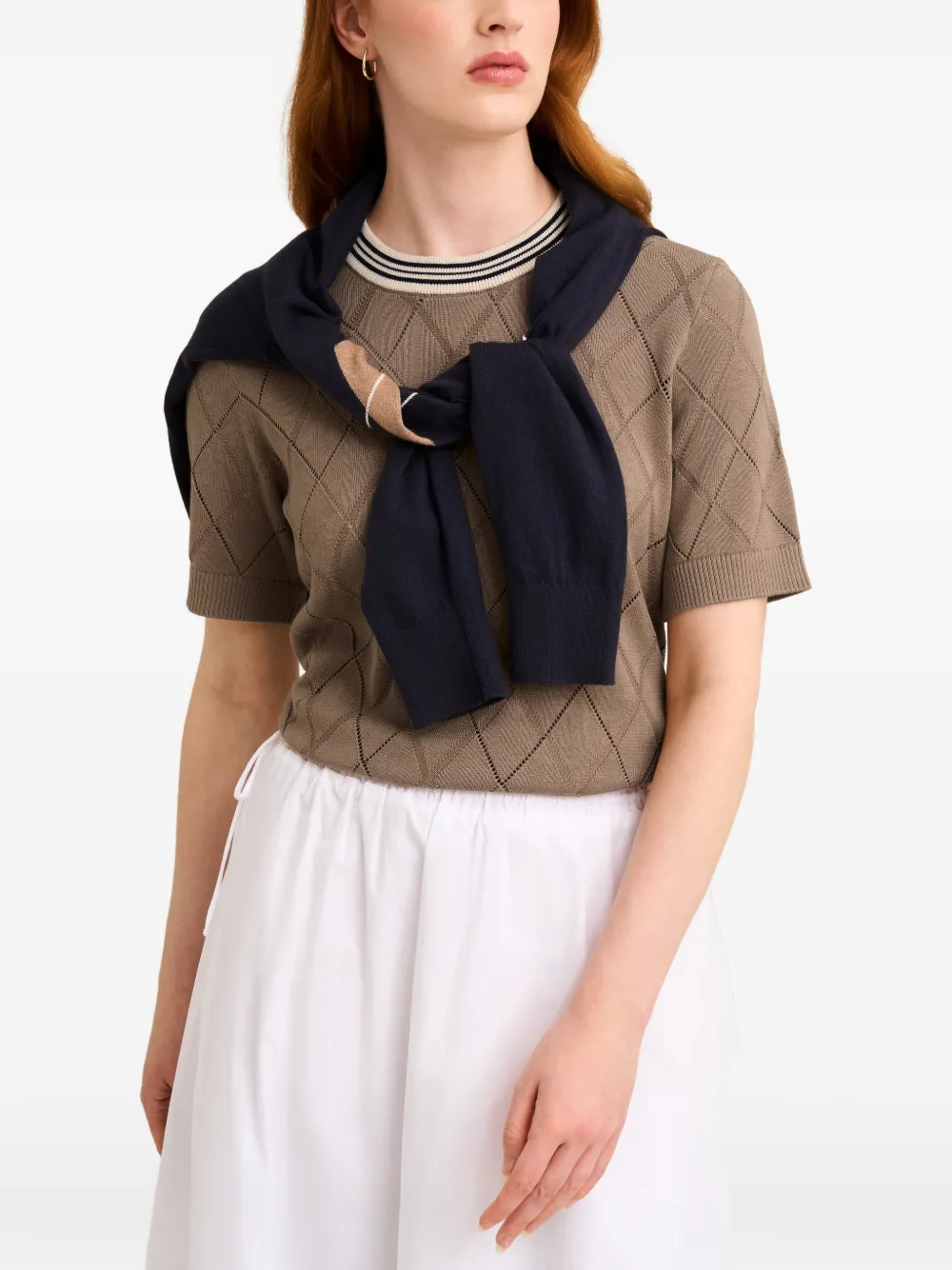Pringle of Scotland Argyle-textured T-shirt Bruin