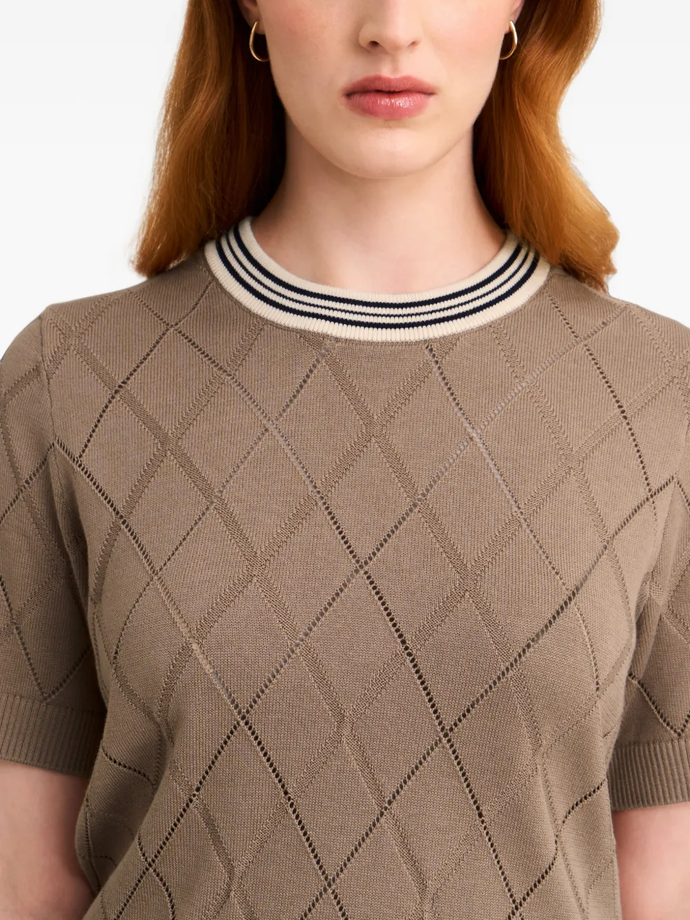 Pringle of Scotland Argyle-textured T-shirt Bruin