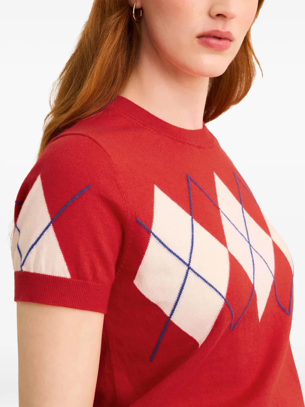 Pringle of Scotland diamond pattern short-sleeve T-shirt Rood