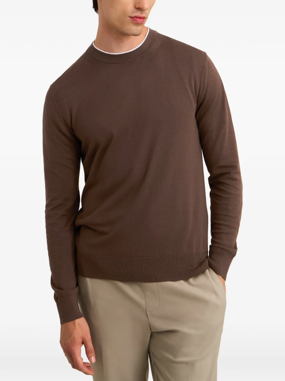 Pringle of Scotland ribbed-trim crew-neck sweater Bruin