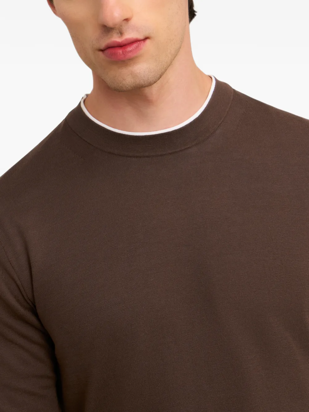 Pringle of Scotland ribbed-trim crew-neck sweater Bruin