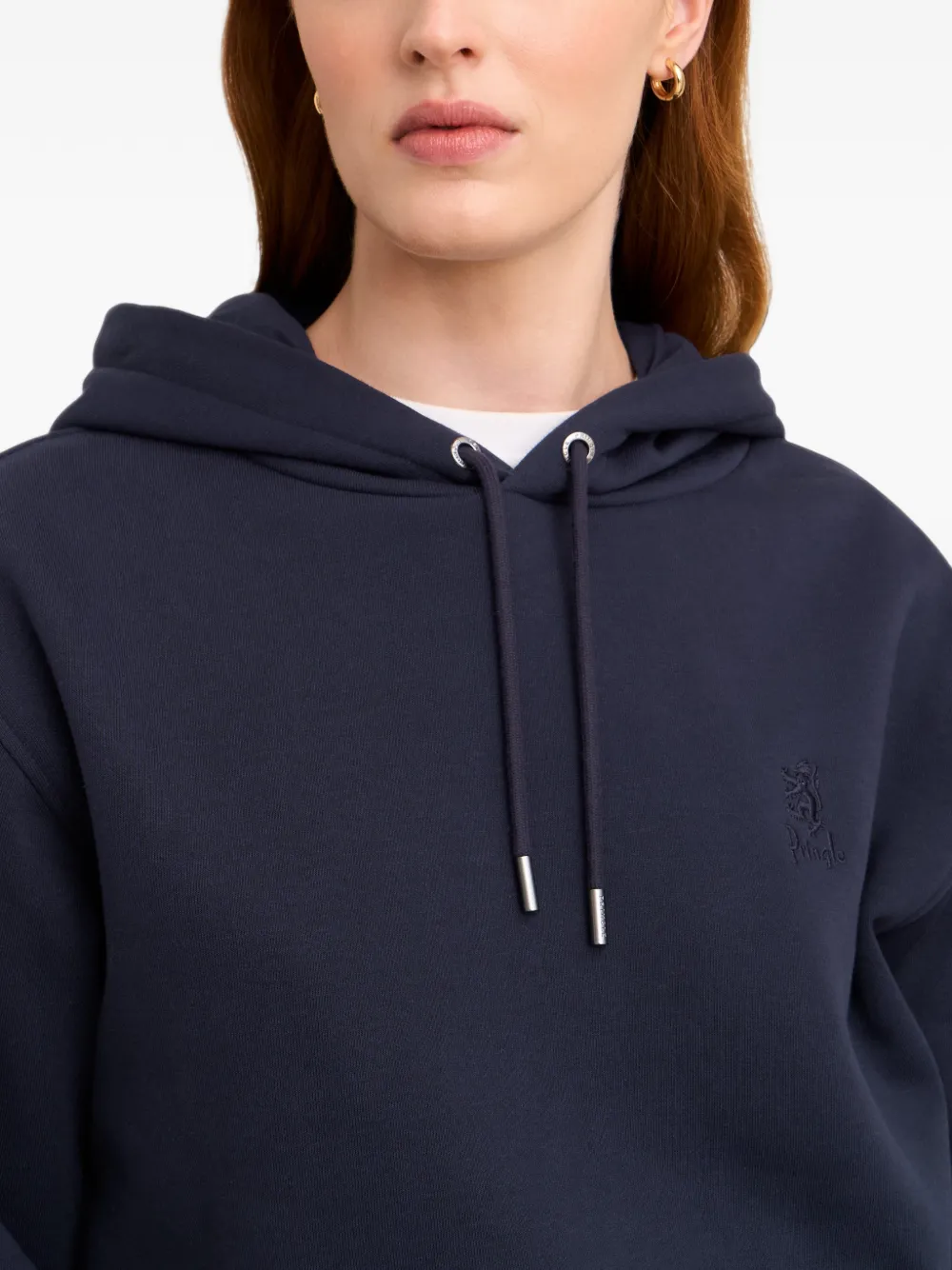 Pringle of Scotland logo-embroidered hoodie Blauw