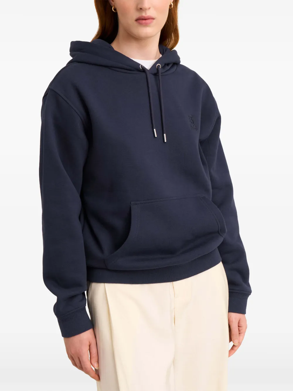 Pringle of Scotland logo-embroidered hoodie Blauw