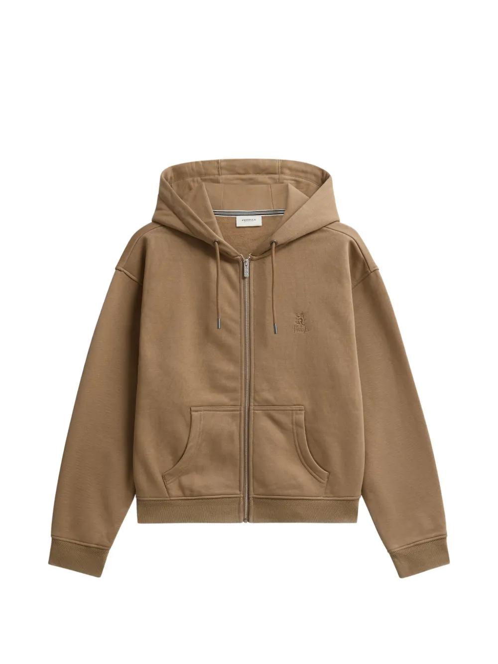 Pringle of Scotland logo-embroidered zip-up hoodie - Marrone