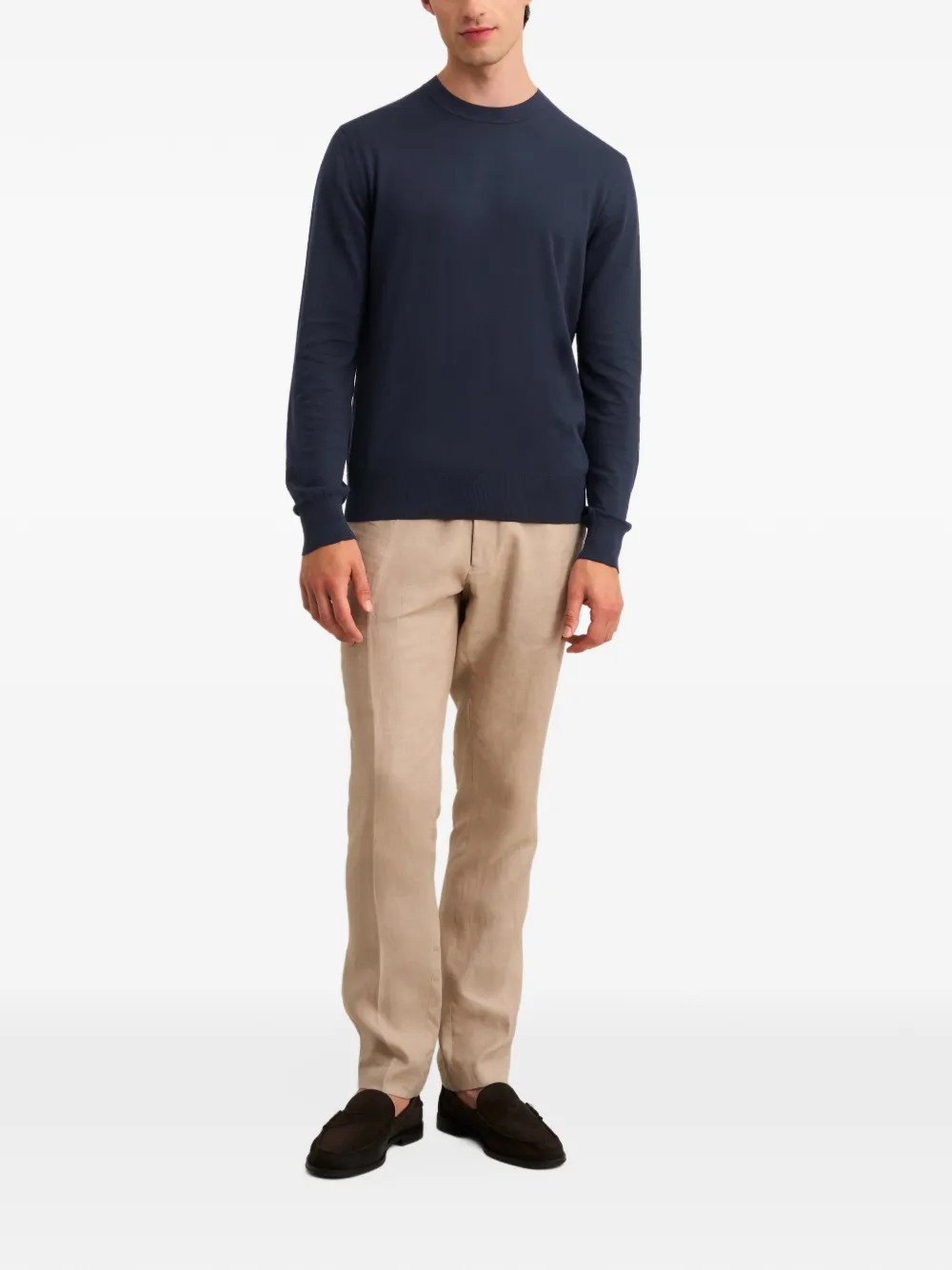Pringle of Scotland ribbed-trim crew-neck sweater Blauw