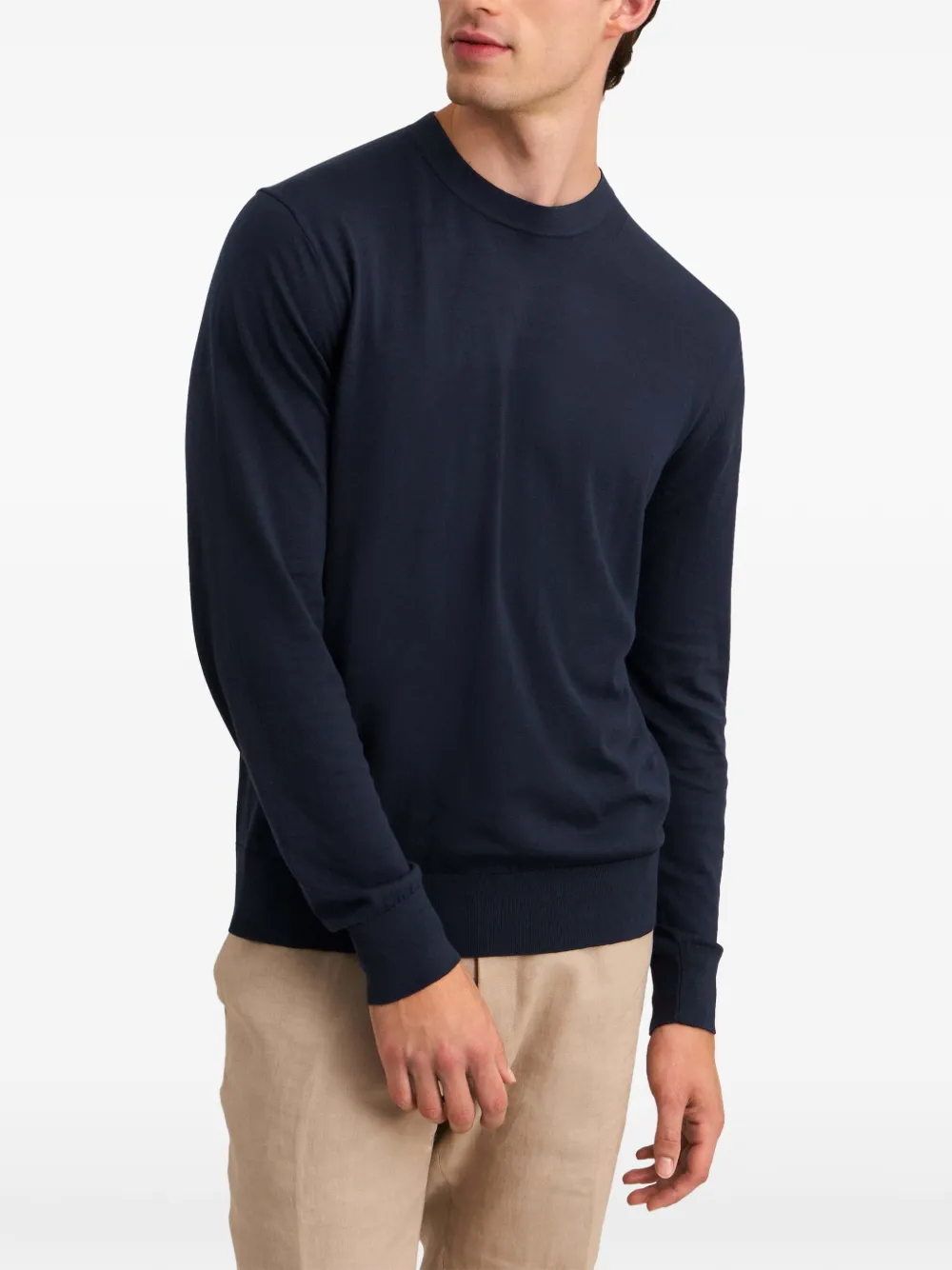 Pringle of Scotland ribbed-trim crew-neck sweater Blauw