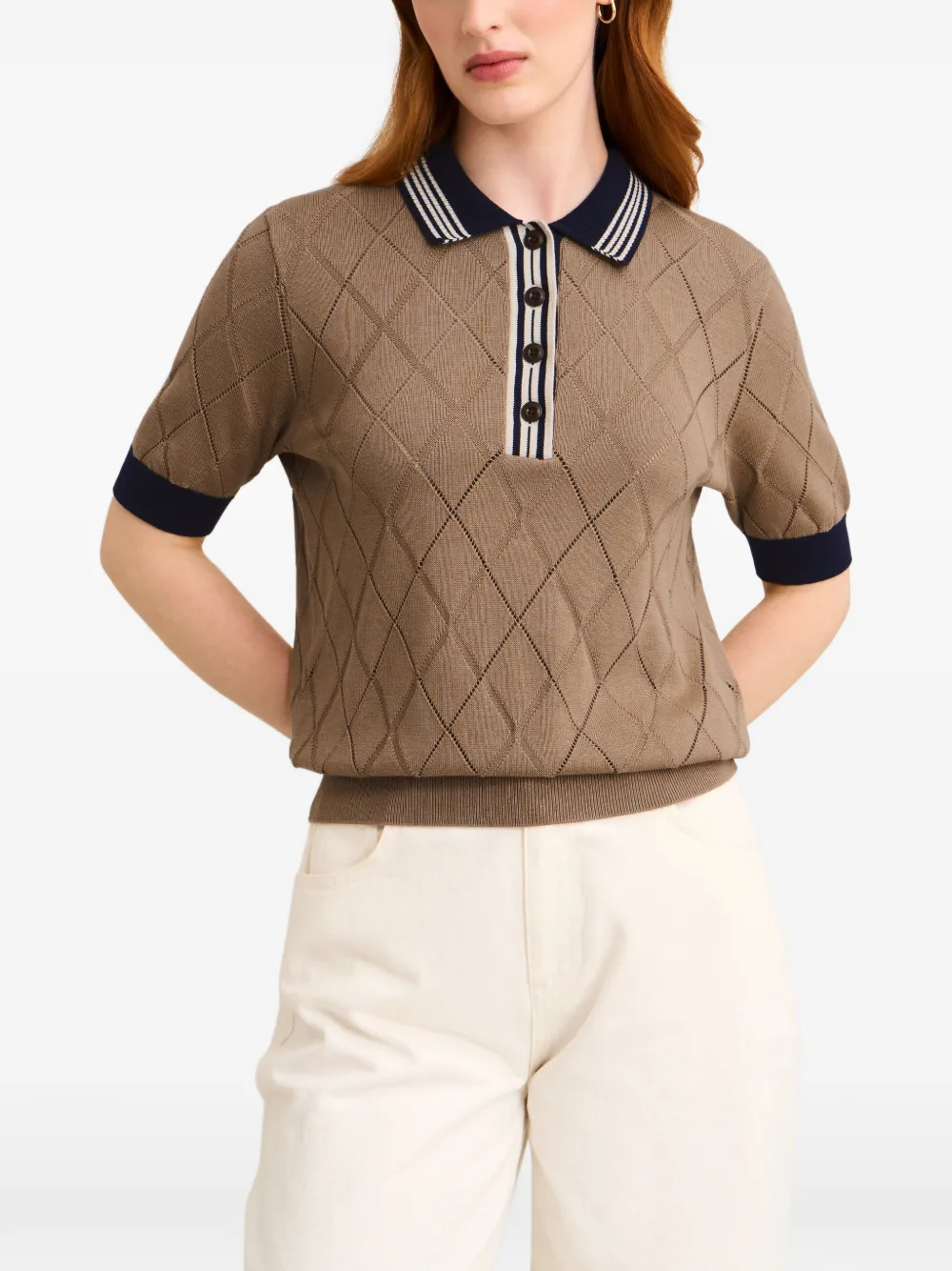 Pringle of Scotland Argyle-patterned polo top Bruin