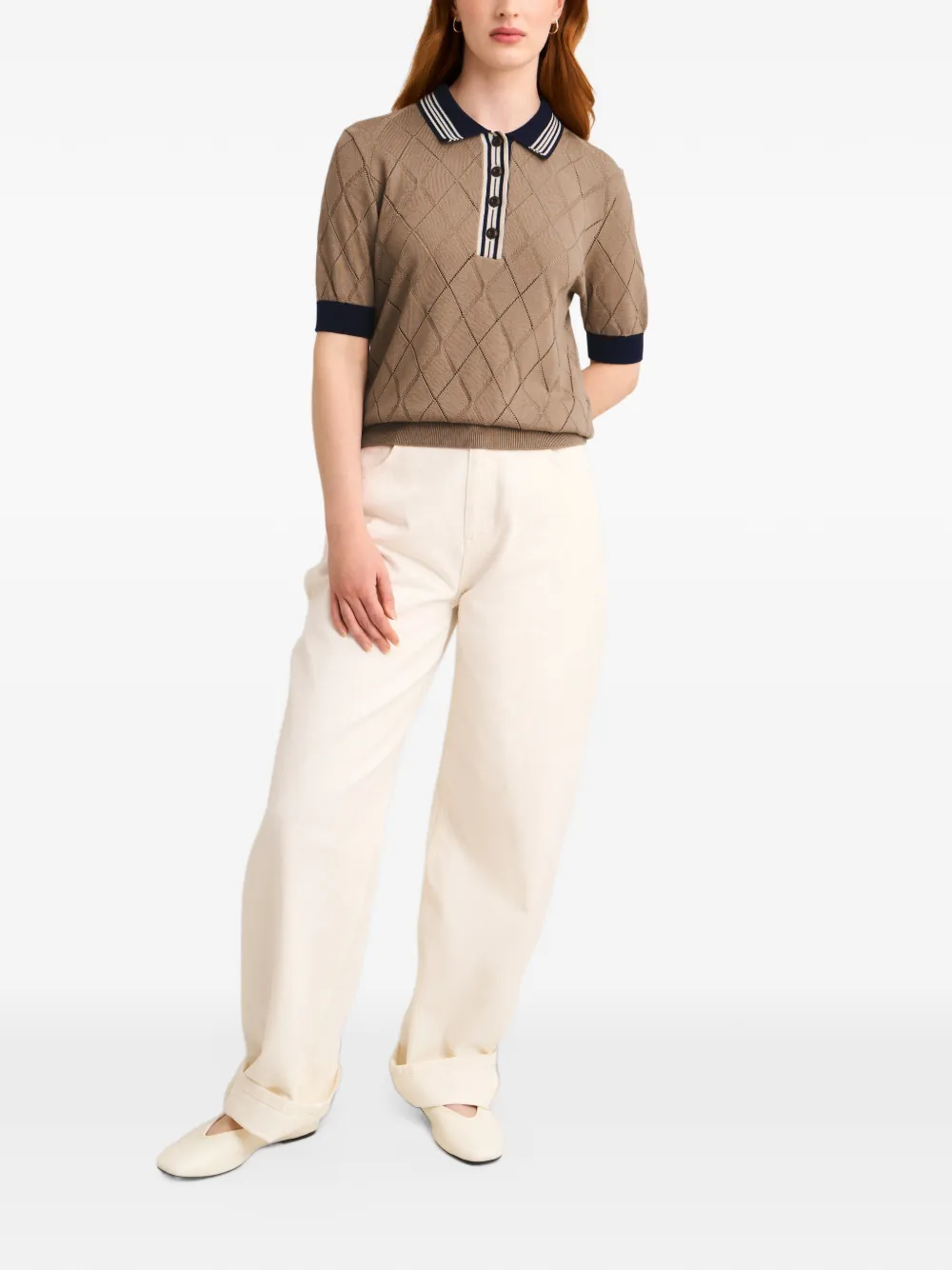Pringle of Scotland Argyle-patterned polo top Bruin