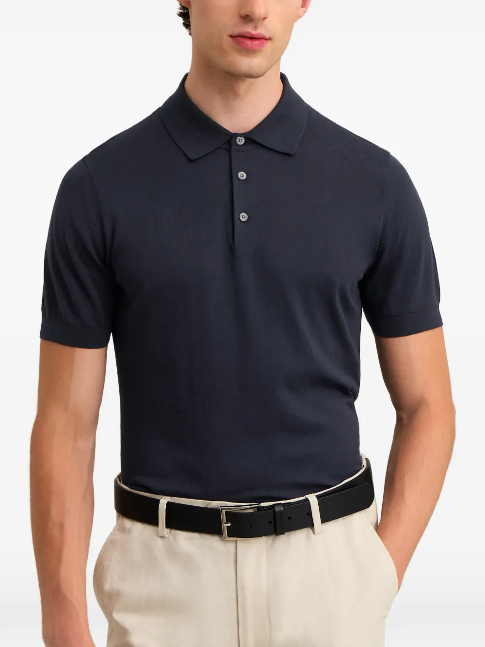 Pringle of Scotland short-sleeve knitted polo shirt Blauw
