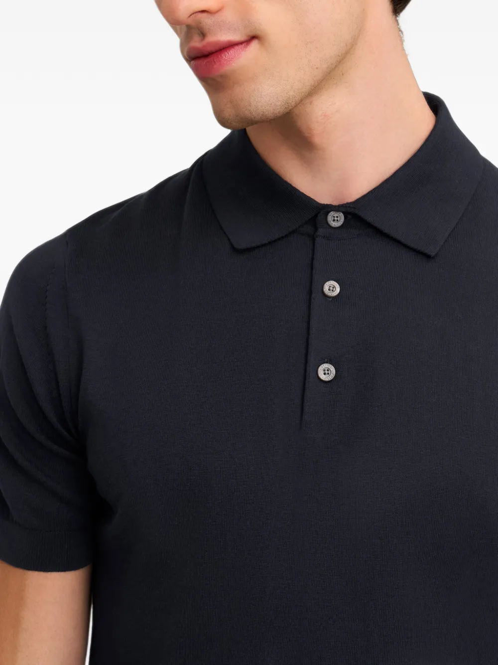 Pringle of Scotland short-sleeve knitted polo shirt Blauw