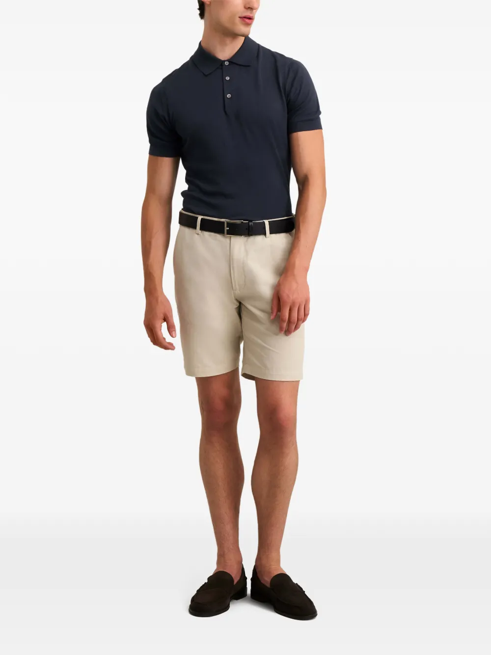 Pringle of Scotland short-sleeve knitted polo shirt Blauw