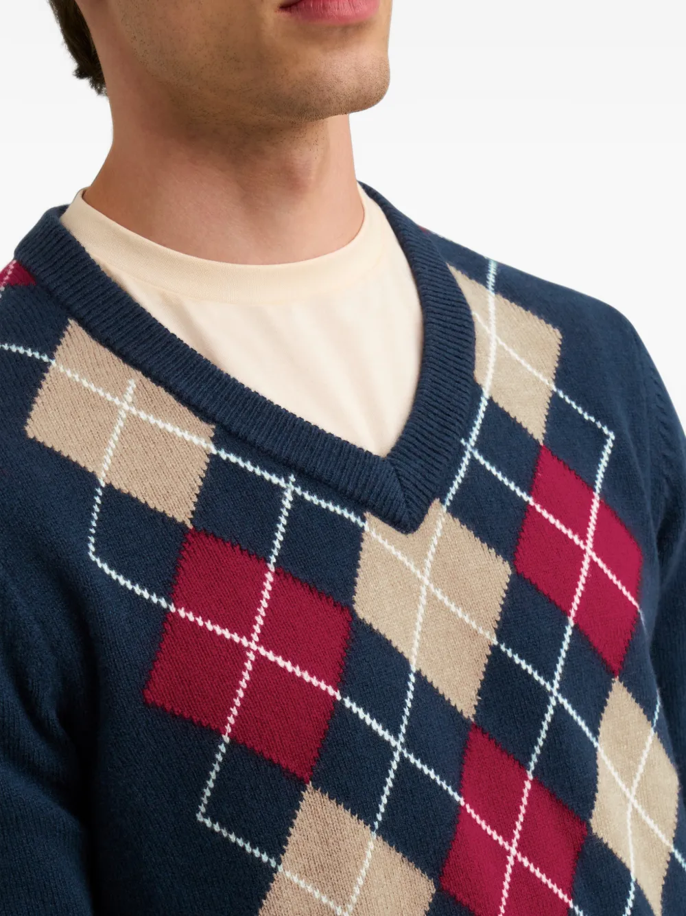 Pringle of Scotland diamond-pattern V-neck sweater Blauw
