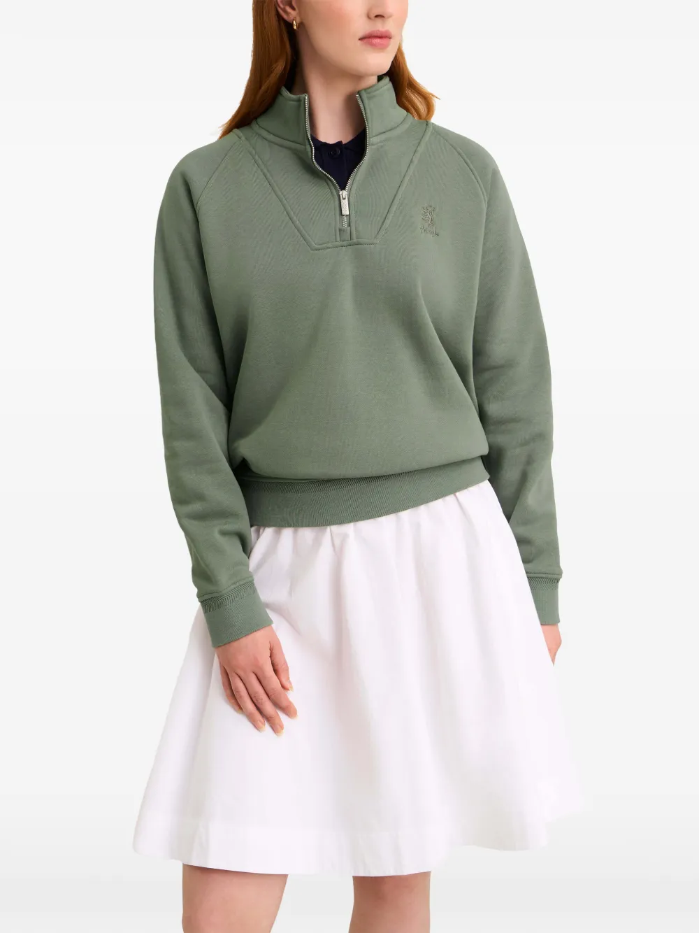 Pringle of Scotland Sweater met halve rits en geborstelde binnenkant Groen