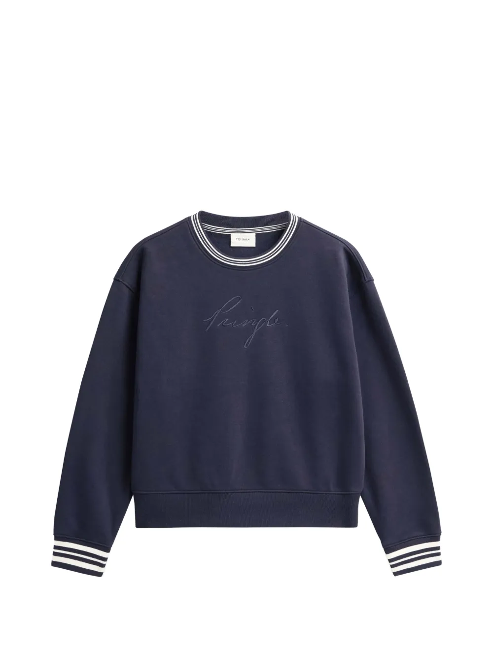 Pringle of Scotland logo-embroidered stripe-trim sweatshirt Blauw