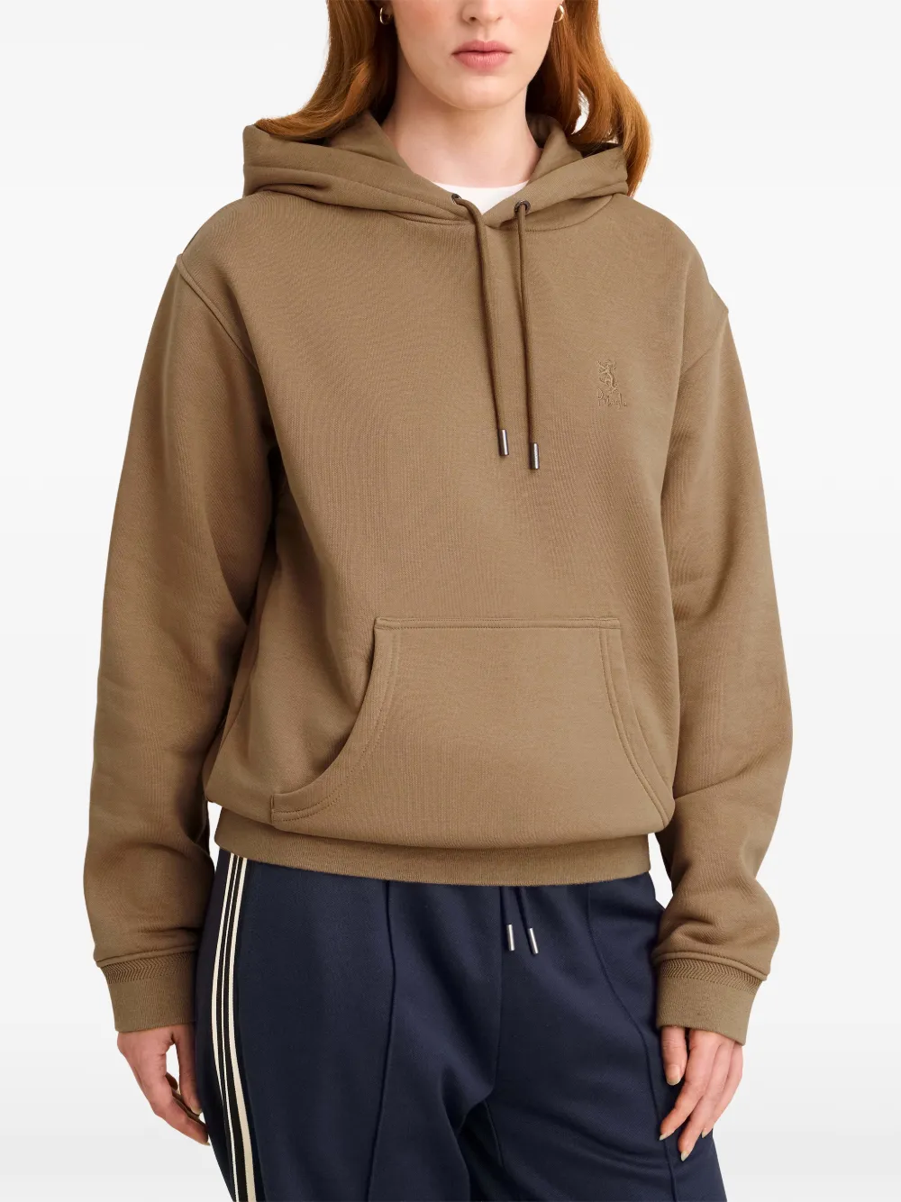 Pringle of Scotland logo-embroidered drawstring hoodie Bruin
