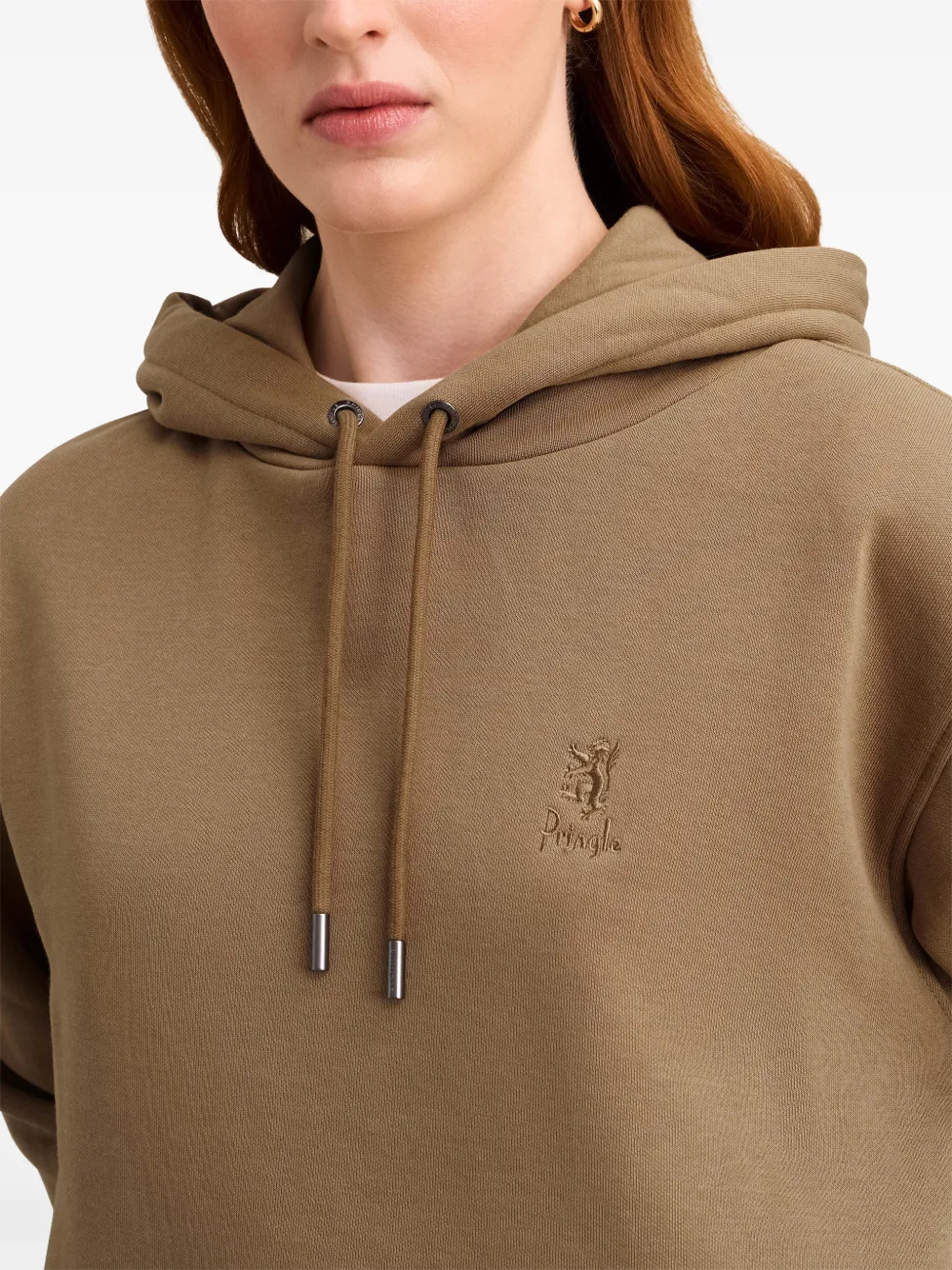 Pringle of Scotland logo-embroidered drawstring hoodie Bruin