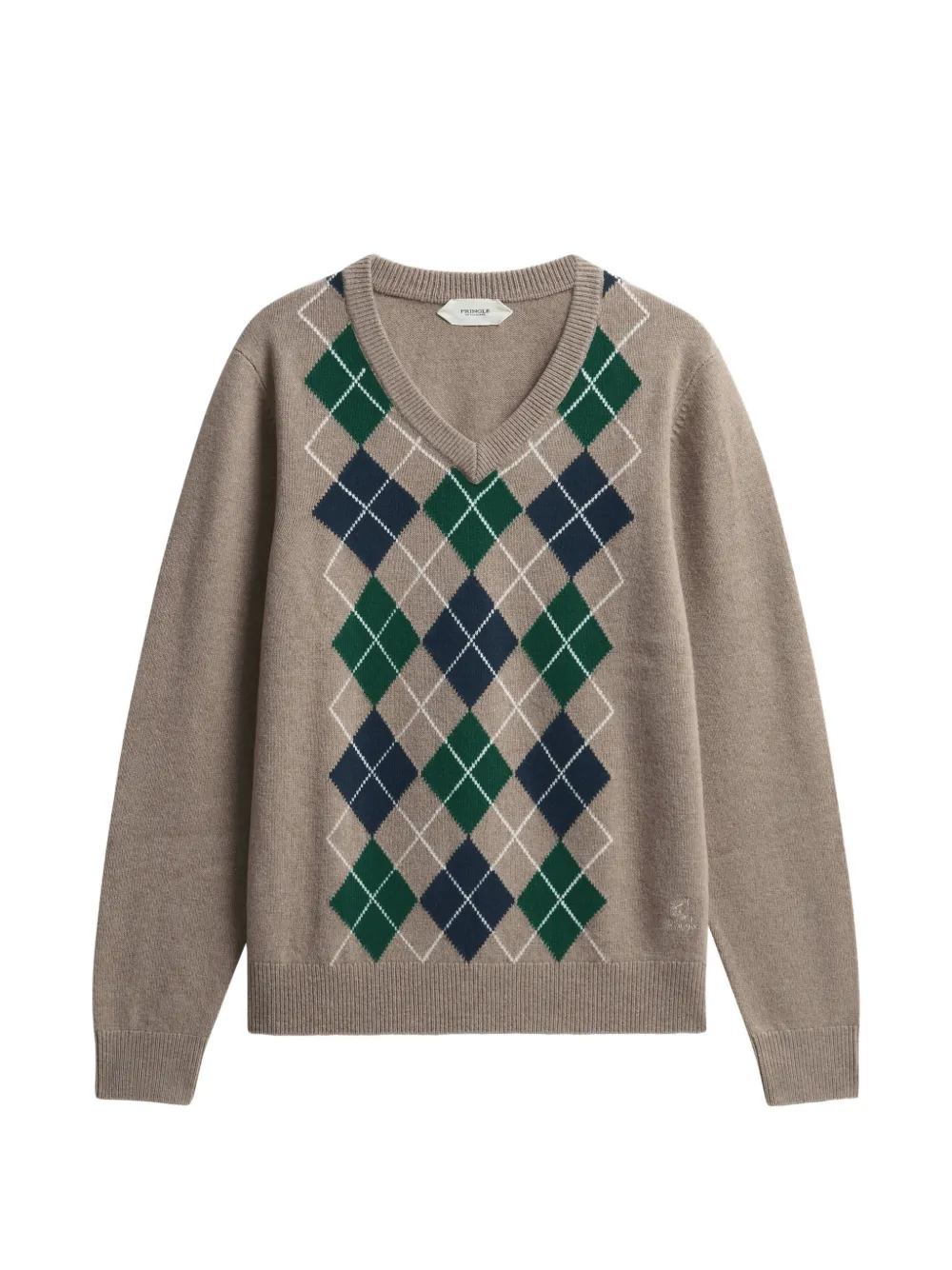 Pringle of Scotland Argyle-pattern V-neck sweater Beige