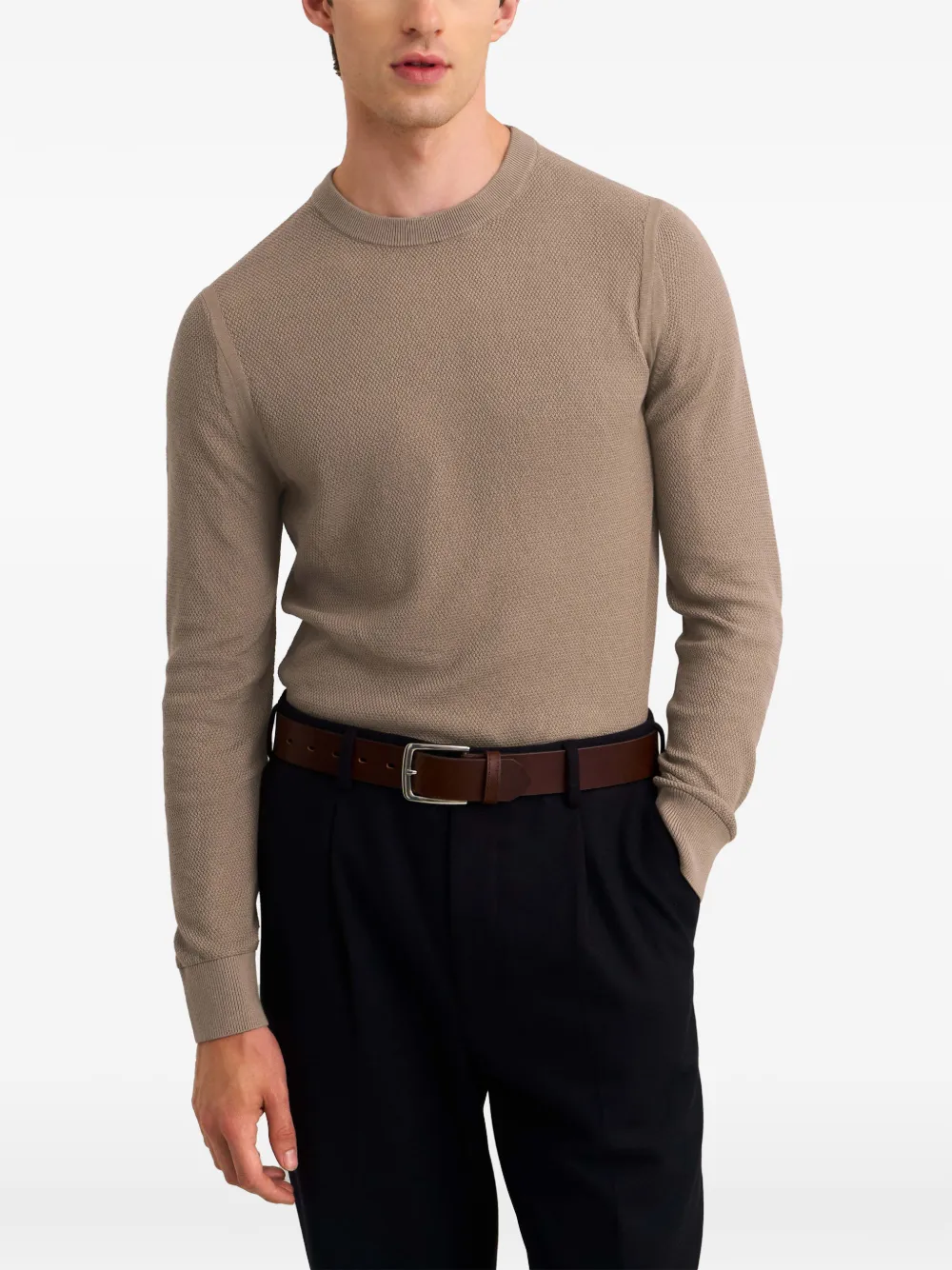 Pringle of Scotland diamond-stitch crew-neck sweater Bruin