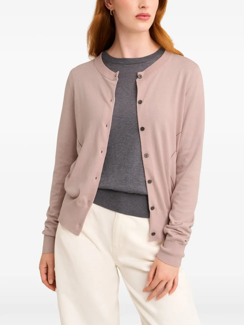 Pringle of Scotland pointelle-knit cardigan Roze
