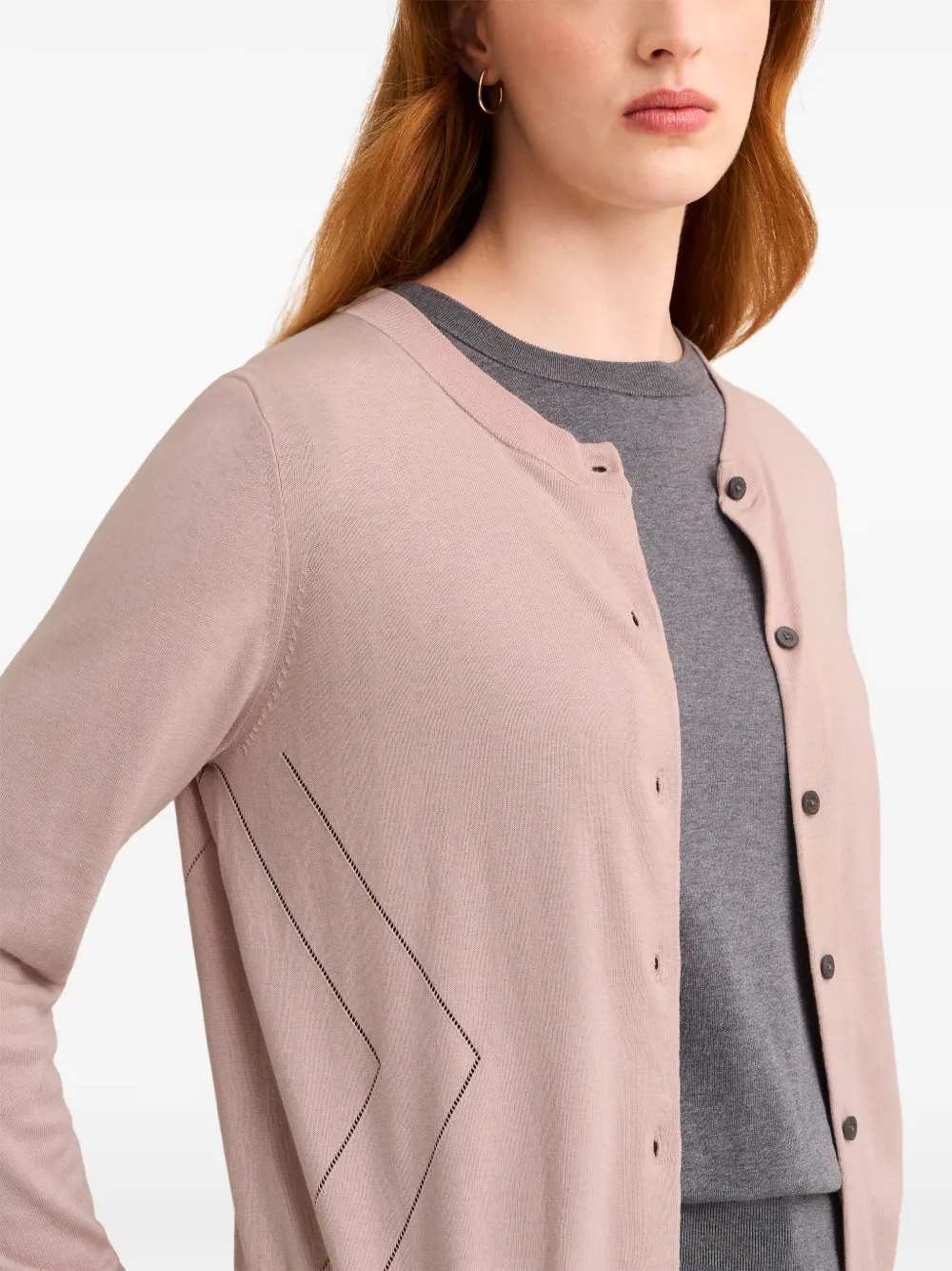 Pringle of Scotland pointelle-knit cardigan Roze