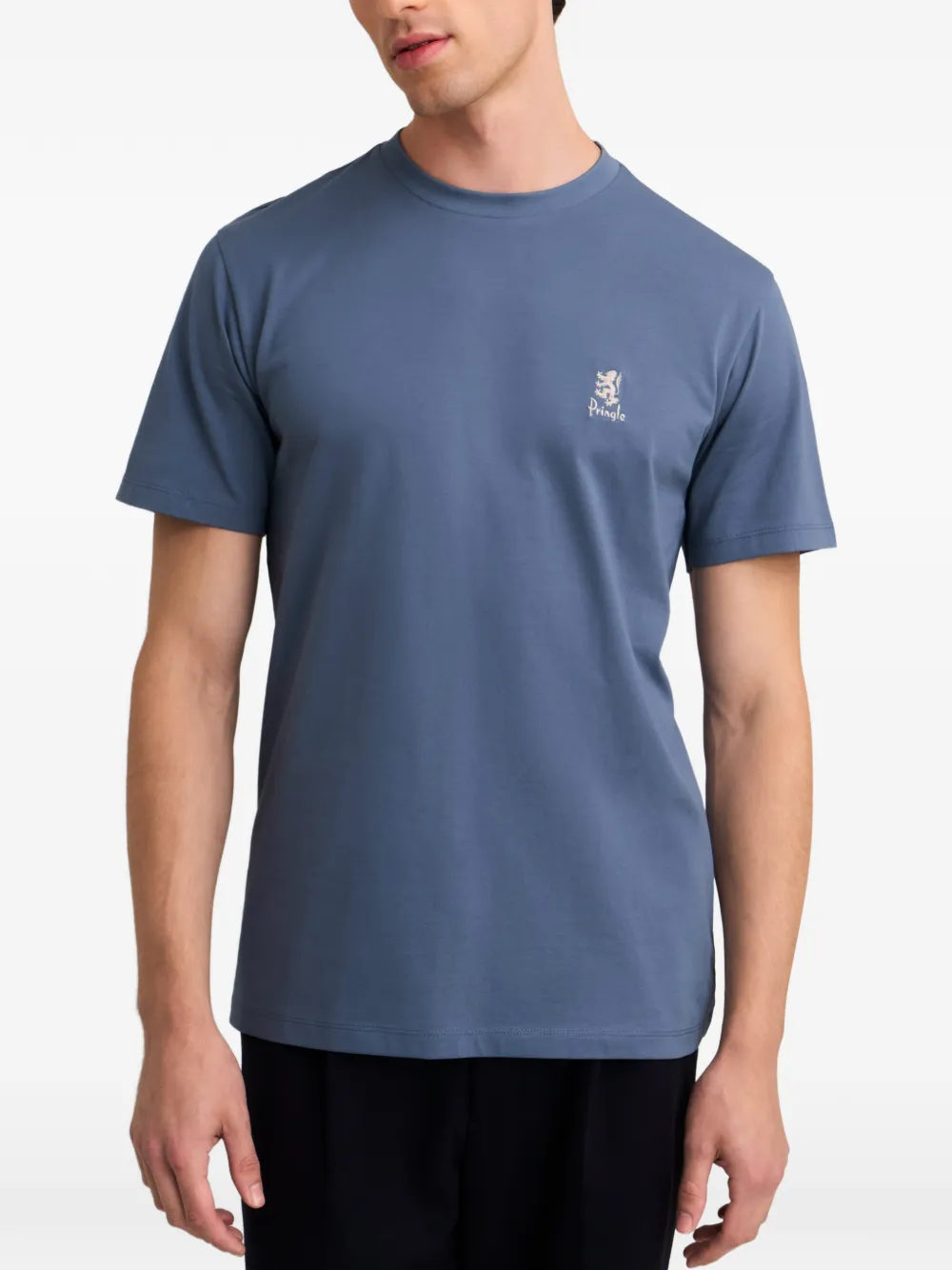 Pringle of Scotland logo-embroidered supima-cotton T-shirt Blauw