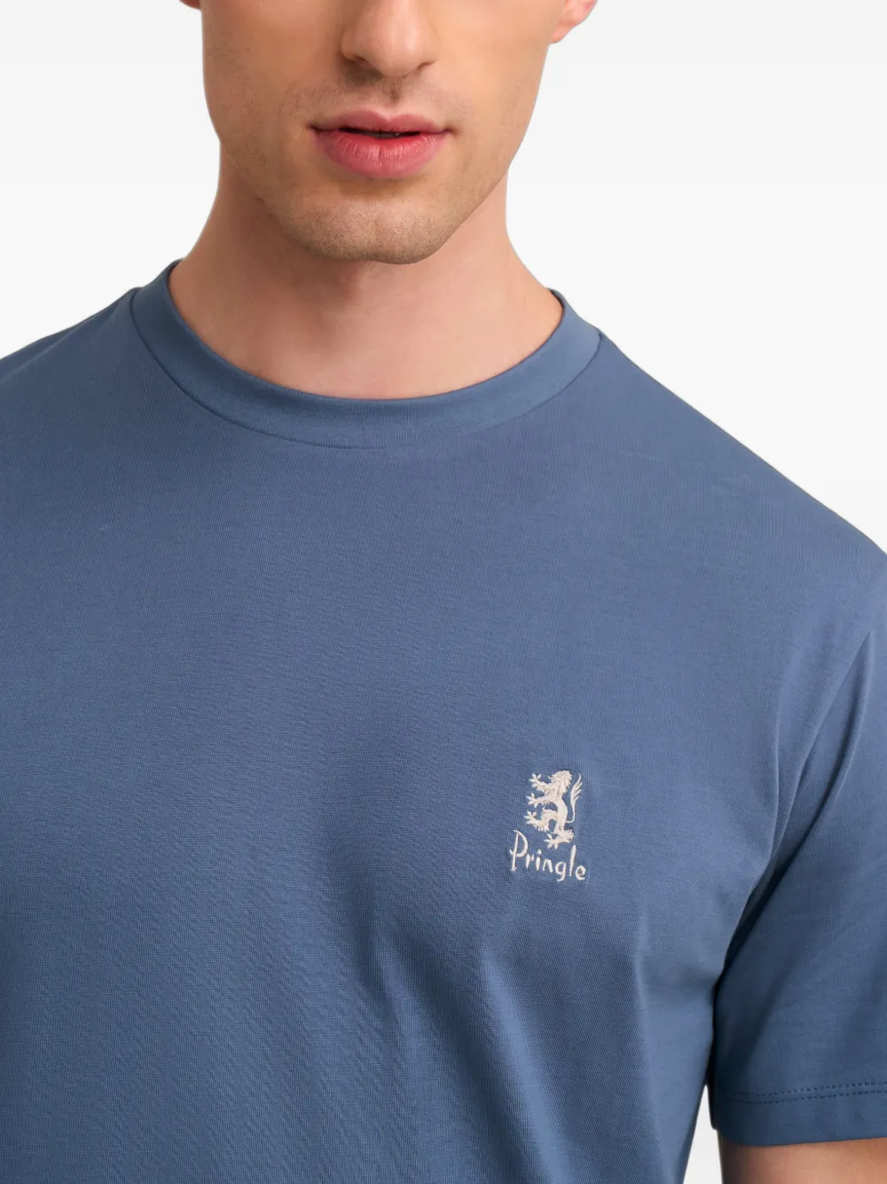 Pringle of Scotland logo-embroidered supima-cotton T-shirt Blauw