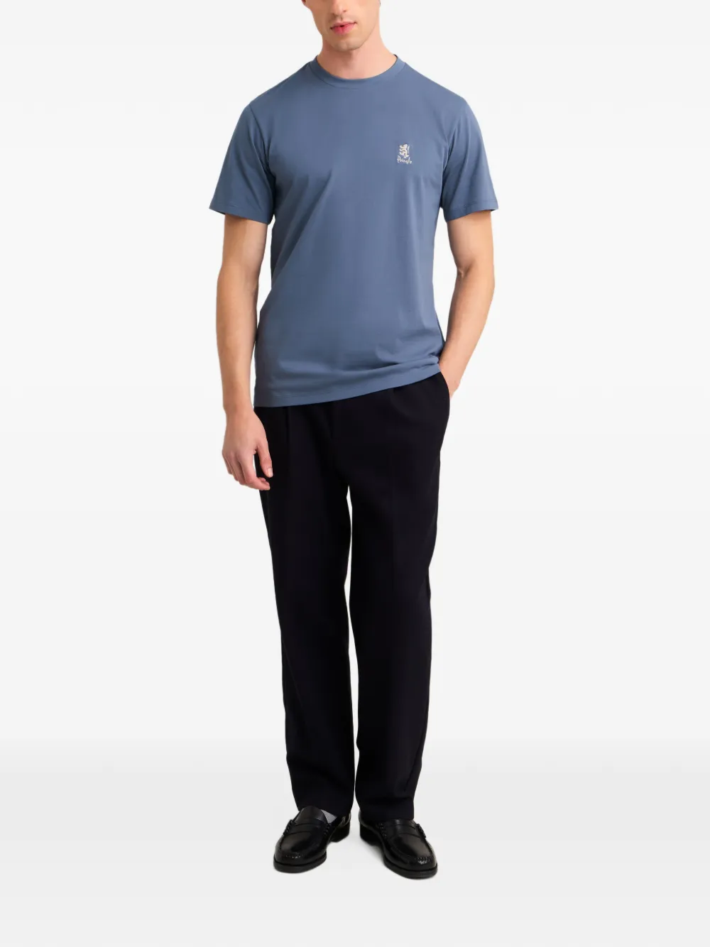 Pringle of Scotland logo-embroidered supima-cotton T-shirt Blauw