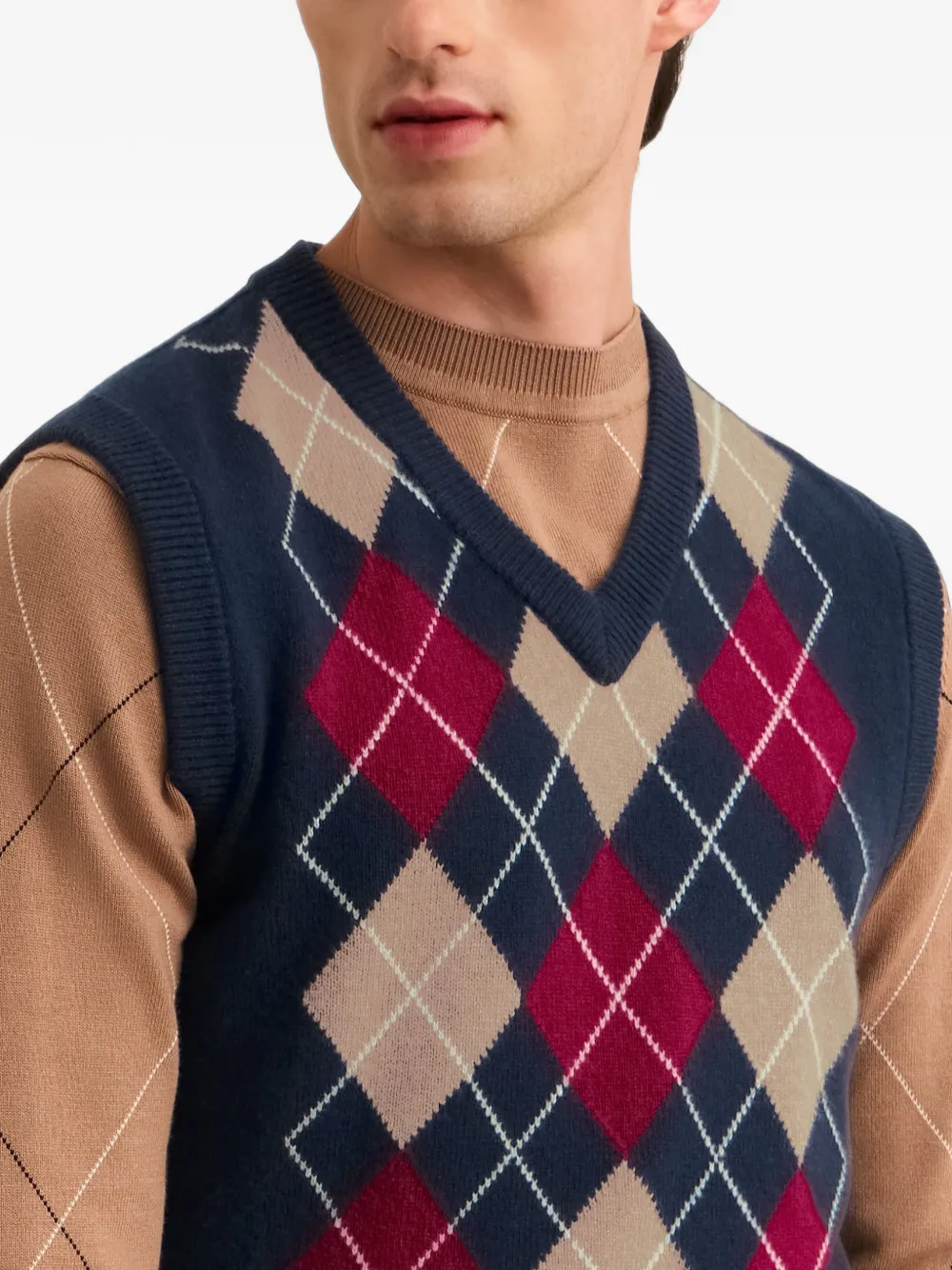 Pringle of Scotland Argyle V-neck vest Blauw
