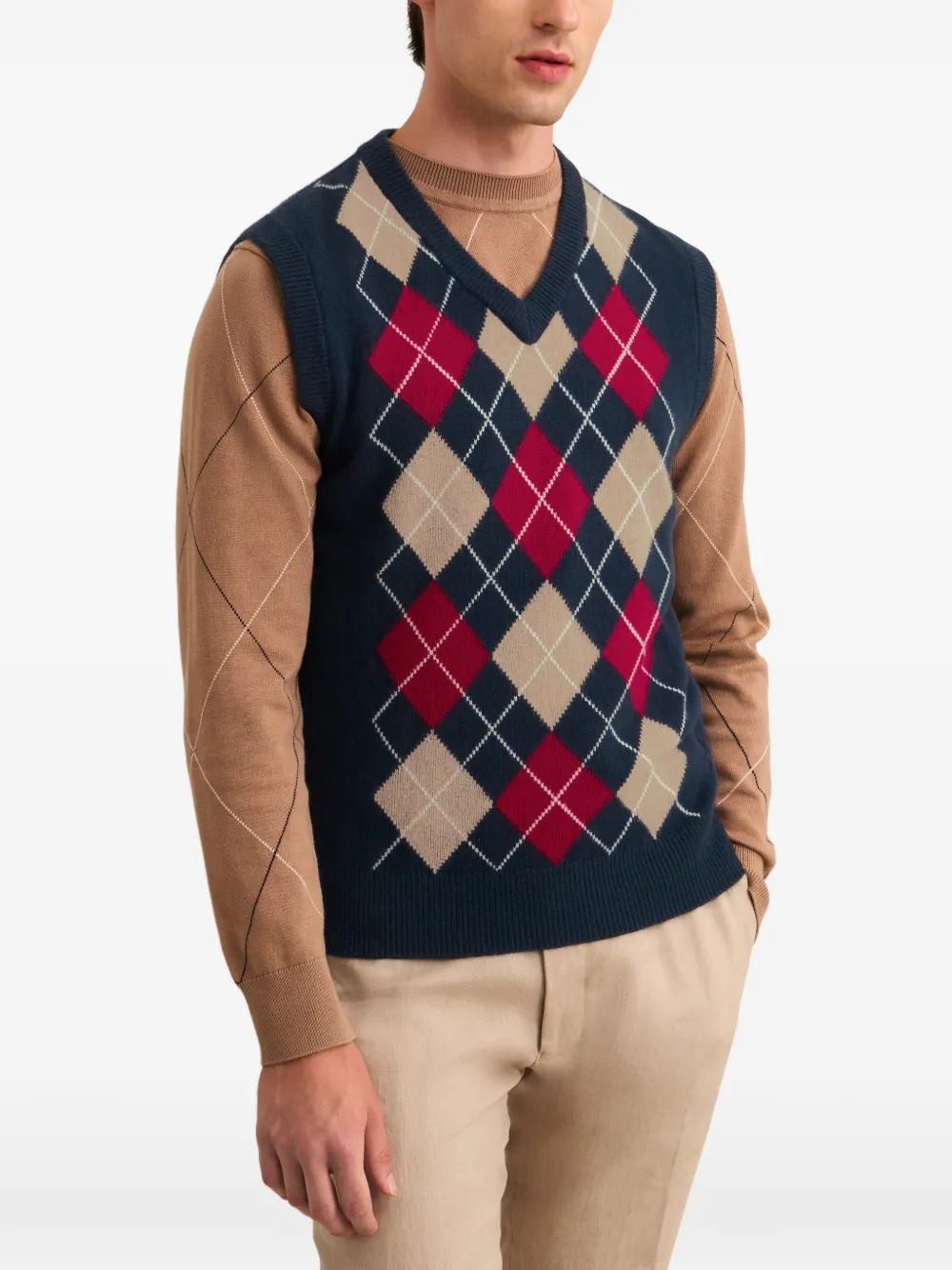 Pringle of Scotland Argyle V-neck vest Blauw