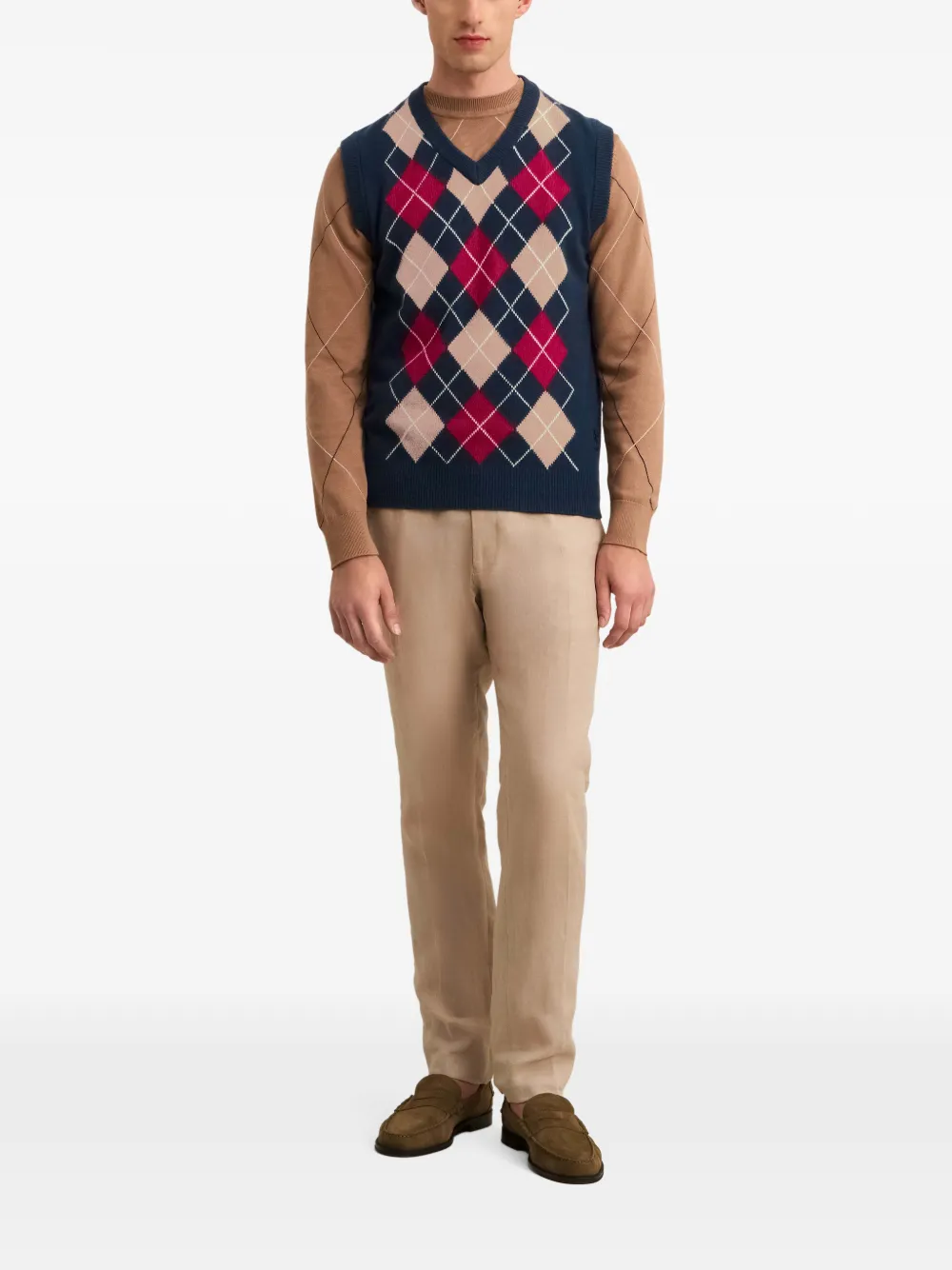 Pringle of Scotland Argyle V-neck vest Blauw