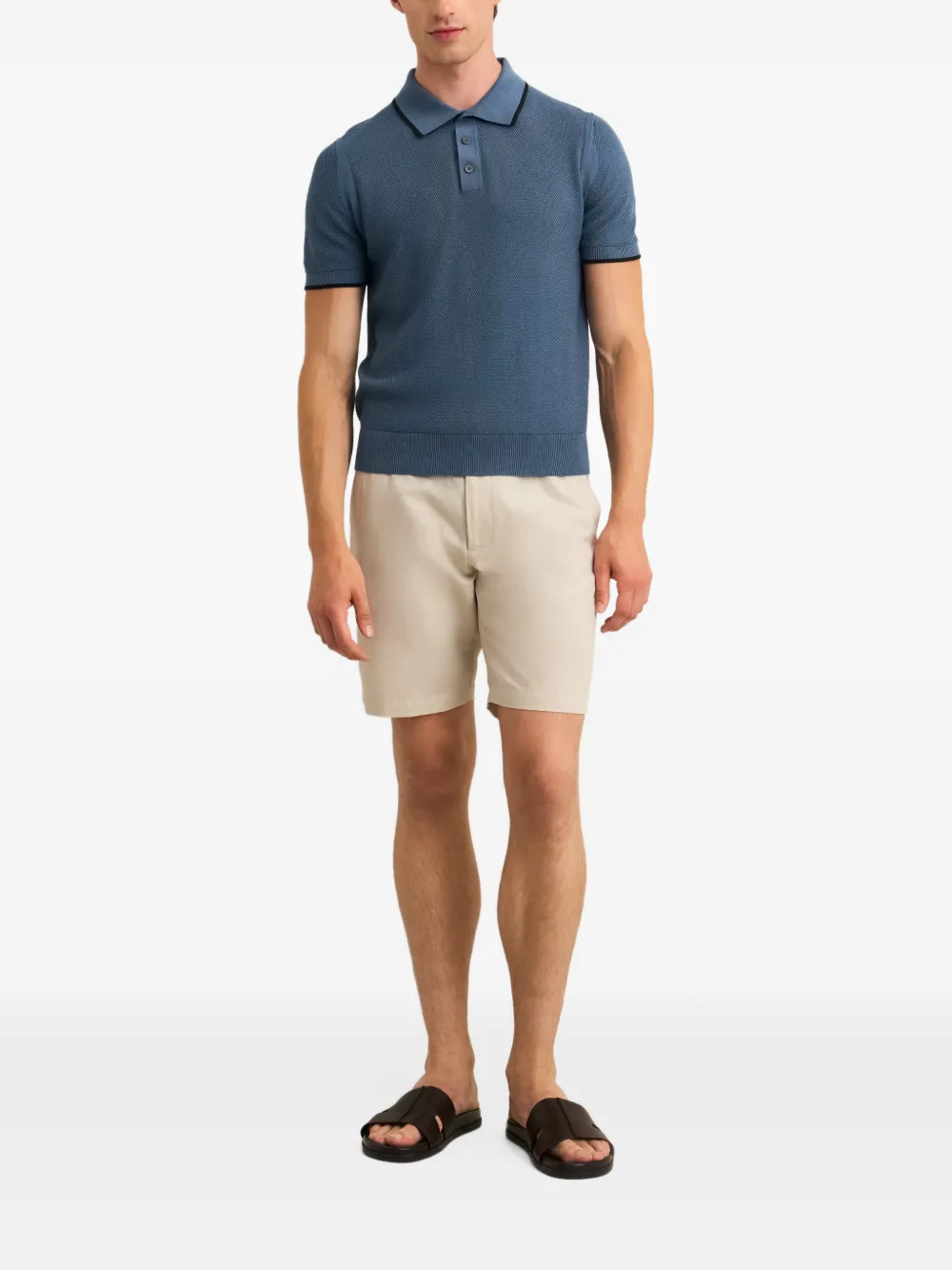 Pringle of Scotland diamond-stitch polo shirt Blauw