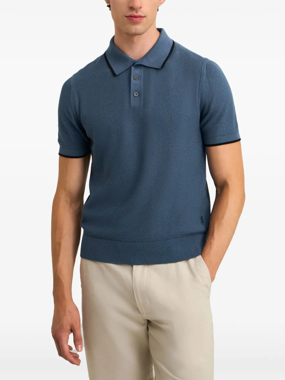 Pringle of Scotland diamond-stitch polo shirt Blauw