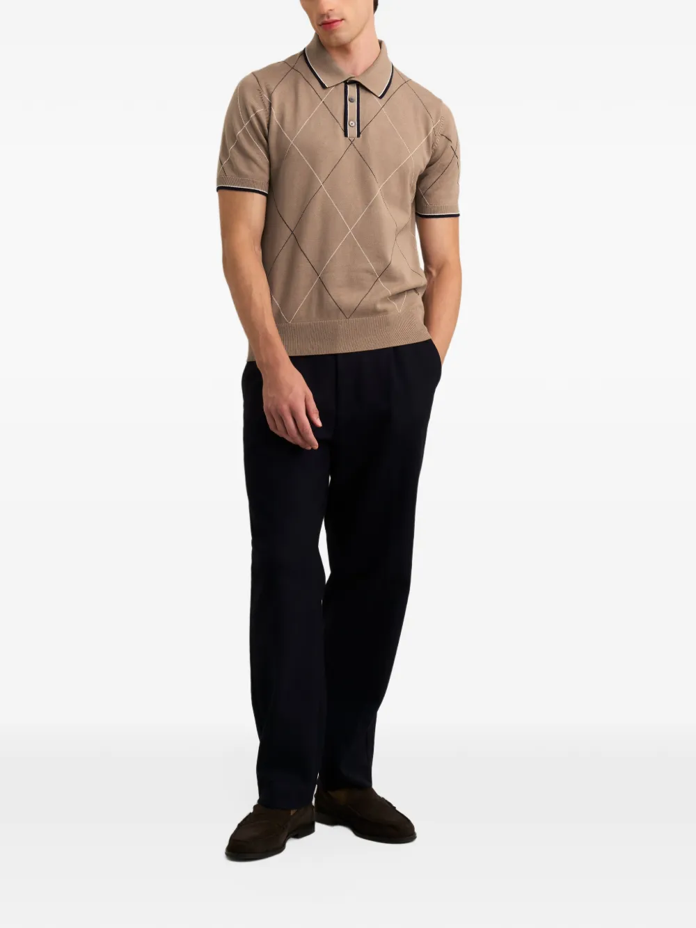 Pringle of Scotland Argyle-pattern polo shirt Bruin
