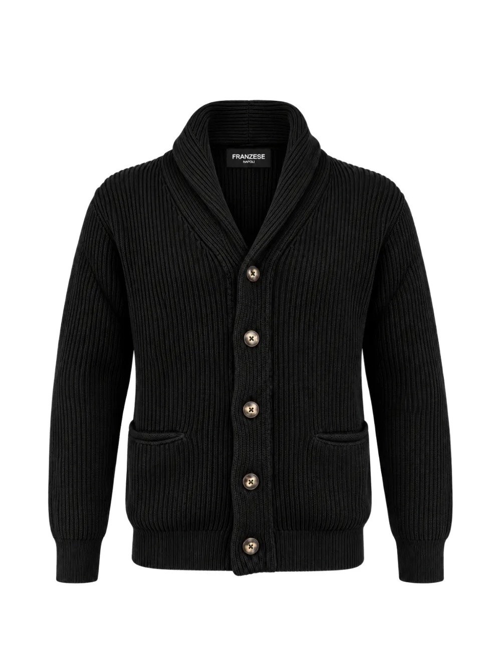 FRANZESE COLLECTION 스티브 맥퀸 골지 니트 가디건 | 블랙 | Image 1