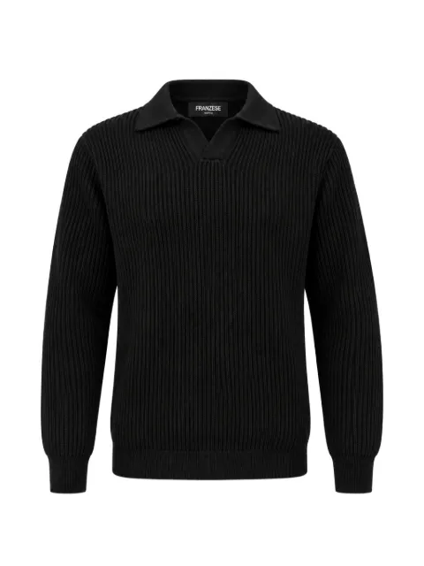 FRANZESE COLLECTION Steve McQueen ribbed-knit pointed-collar V-neck sweater