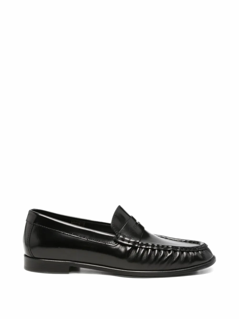Poeve Round-toe Leather Loafers In Black