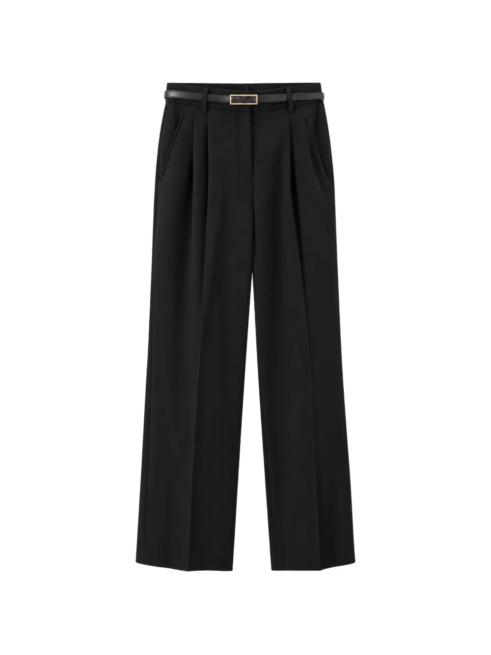 Max Mara belted pleated trousers Zwart
