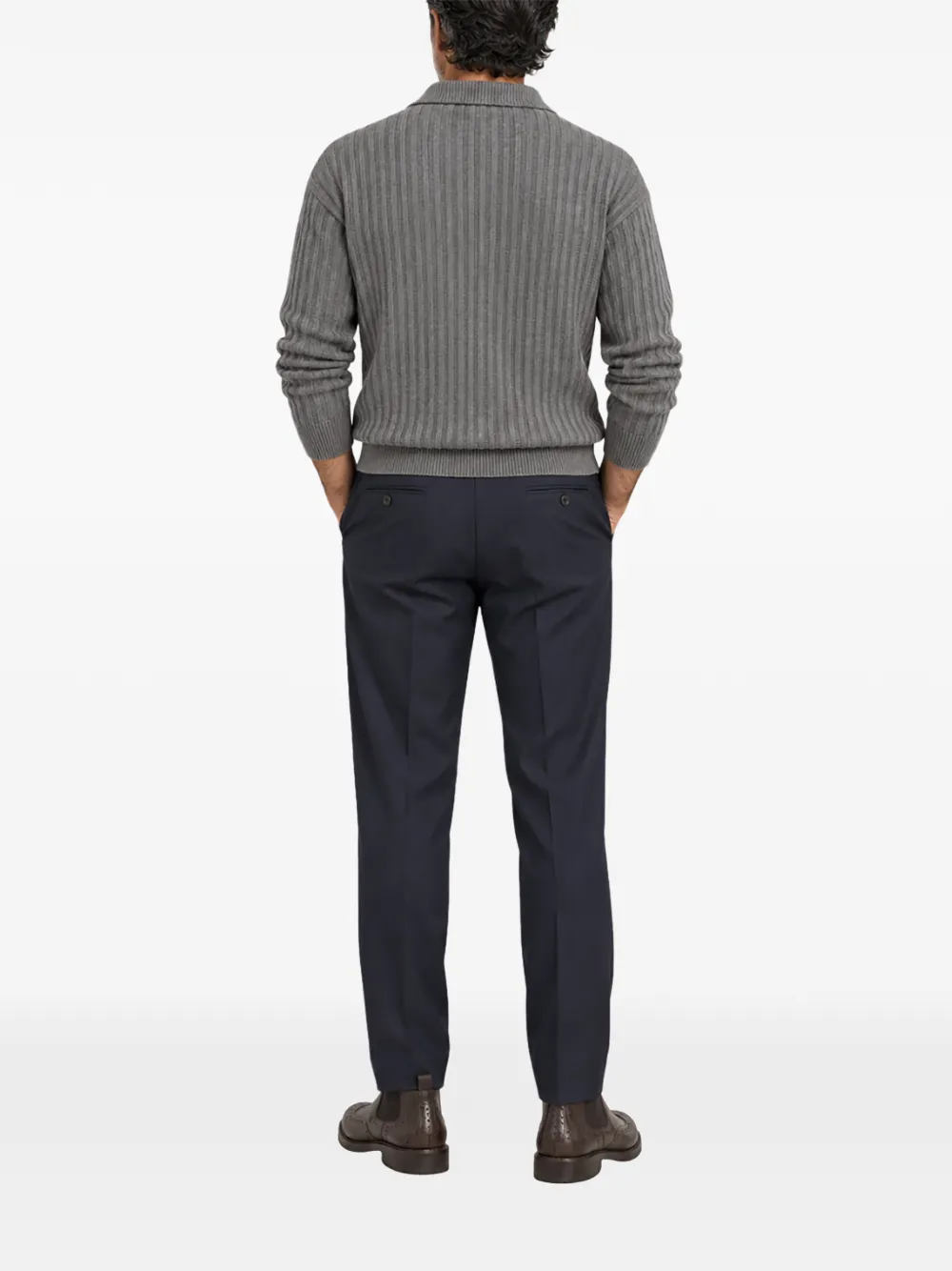FRANZESE COLLECTION ribbed-knit polo shirt Grijs