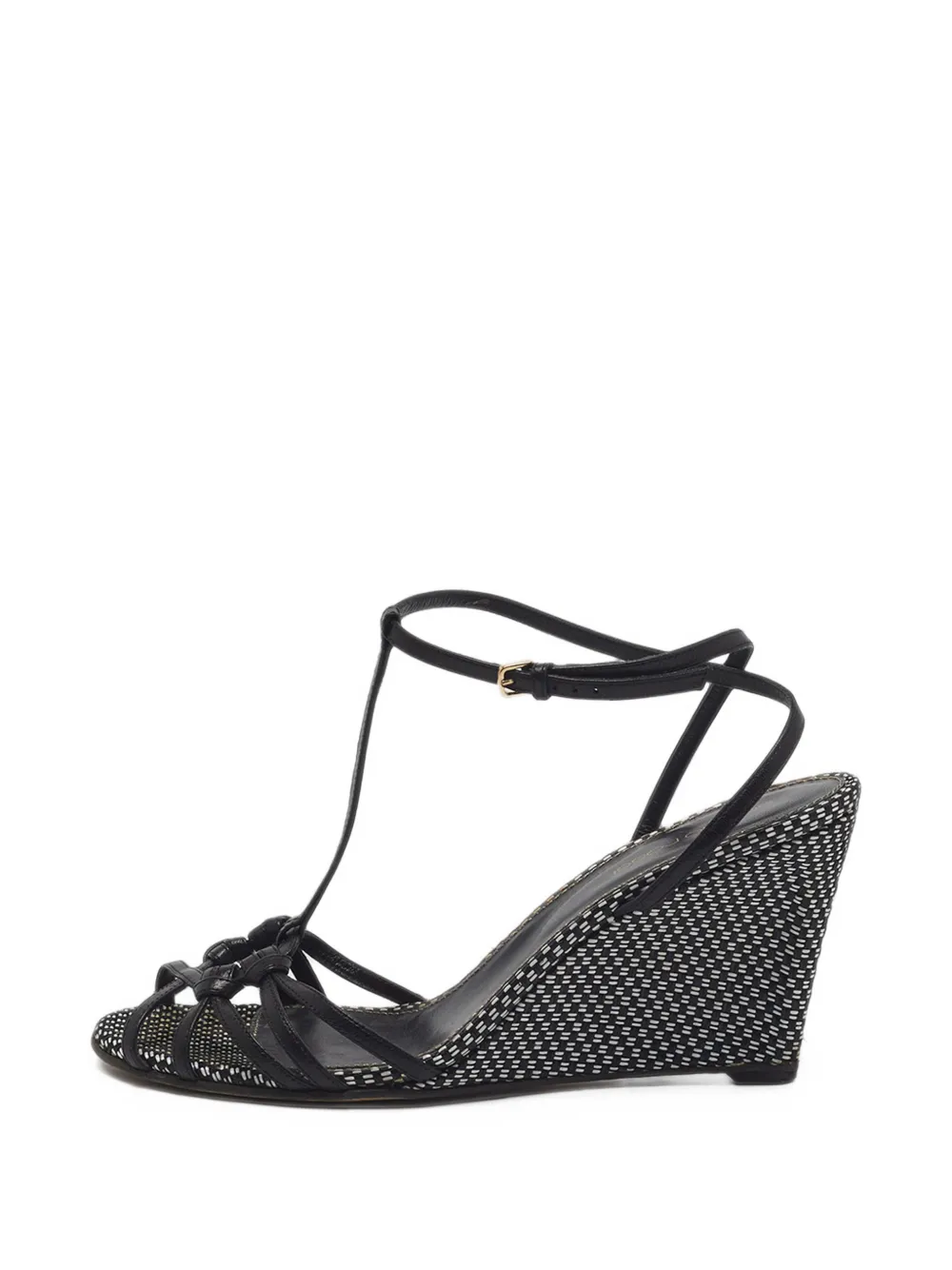 Sergio Rossi Vintage T-strap wedge sandals - Schwarz
