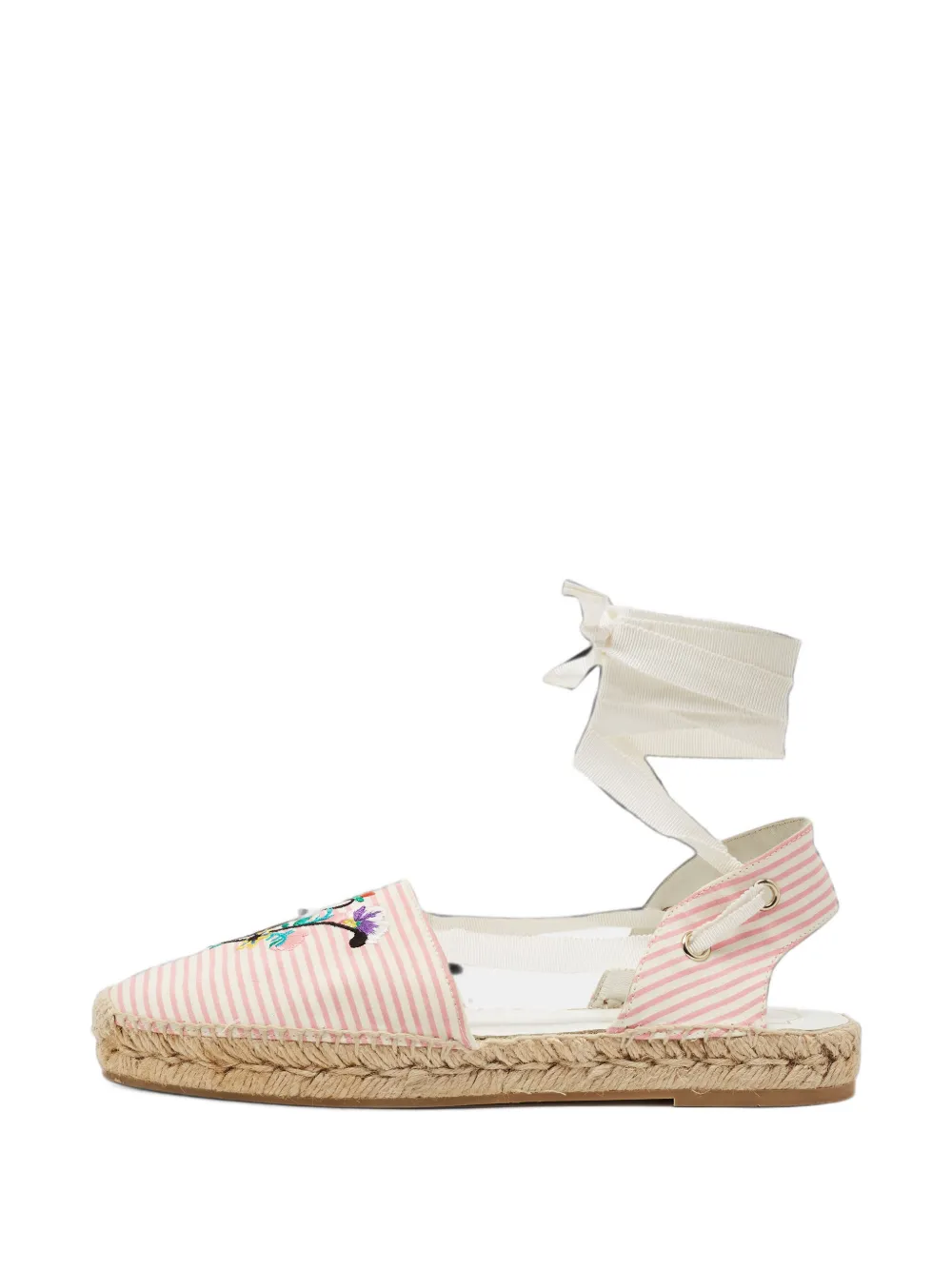 Roger Vivier Vintage logo-embroidered ankle-tie espadrilles - Rosa